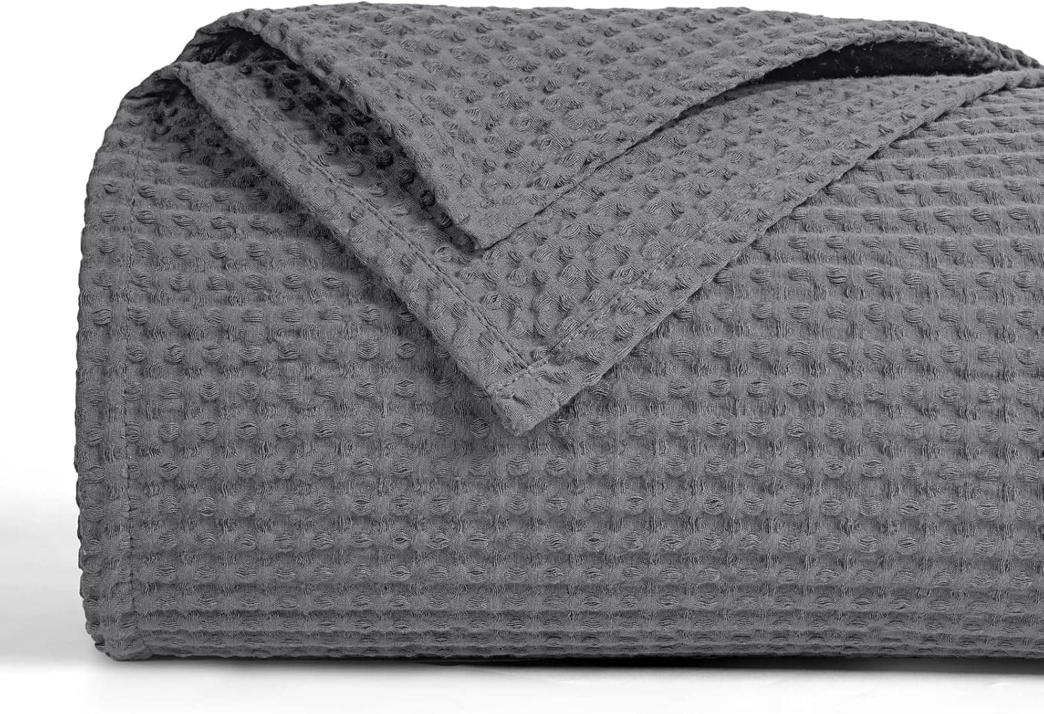 PHF 100% Cotton Waffle Weave Blanket Twin Size 66"x90"-Lightweight Washed Soft Breathable Blanket for All Season-Perfect Blanket Layer for Couch Bed Sofa -Elegant Home Decoration-Charcoal