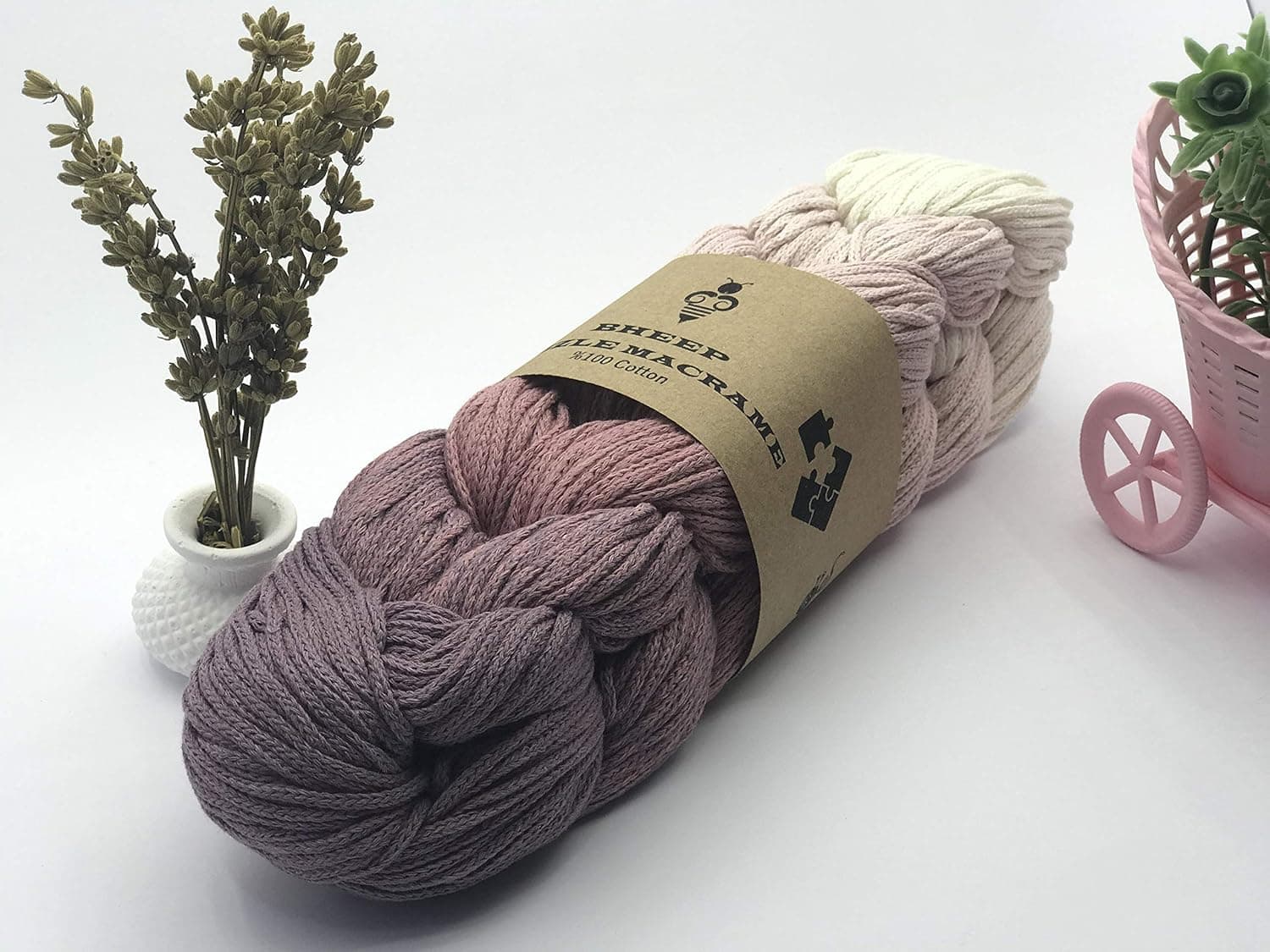 Natural Cotton Macrame Puzzle Cord 7 Colors - 2mm x 219 Yards - Organic Macrame Cotton Rope for DIY Crafts - Knitting Knotting Decorative Projects Wedding Decor - Christmas Gift (Rose)