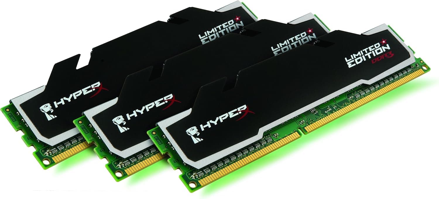 HyperX 6GB 1600 MHz DDR3 Non-ECC CL9 DIMM Desktop Memory XMP T1 Black Series Triple Channel Kit (PC3 12800) 240-Pin SDRAM KHX1600C9D3T1BK3/6GX
