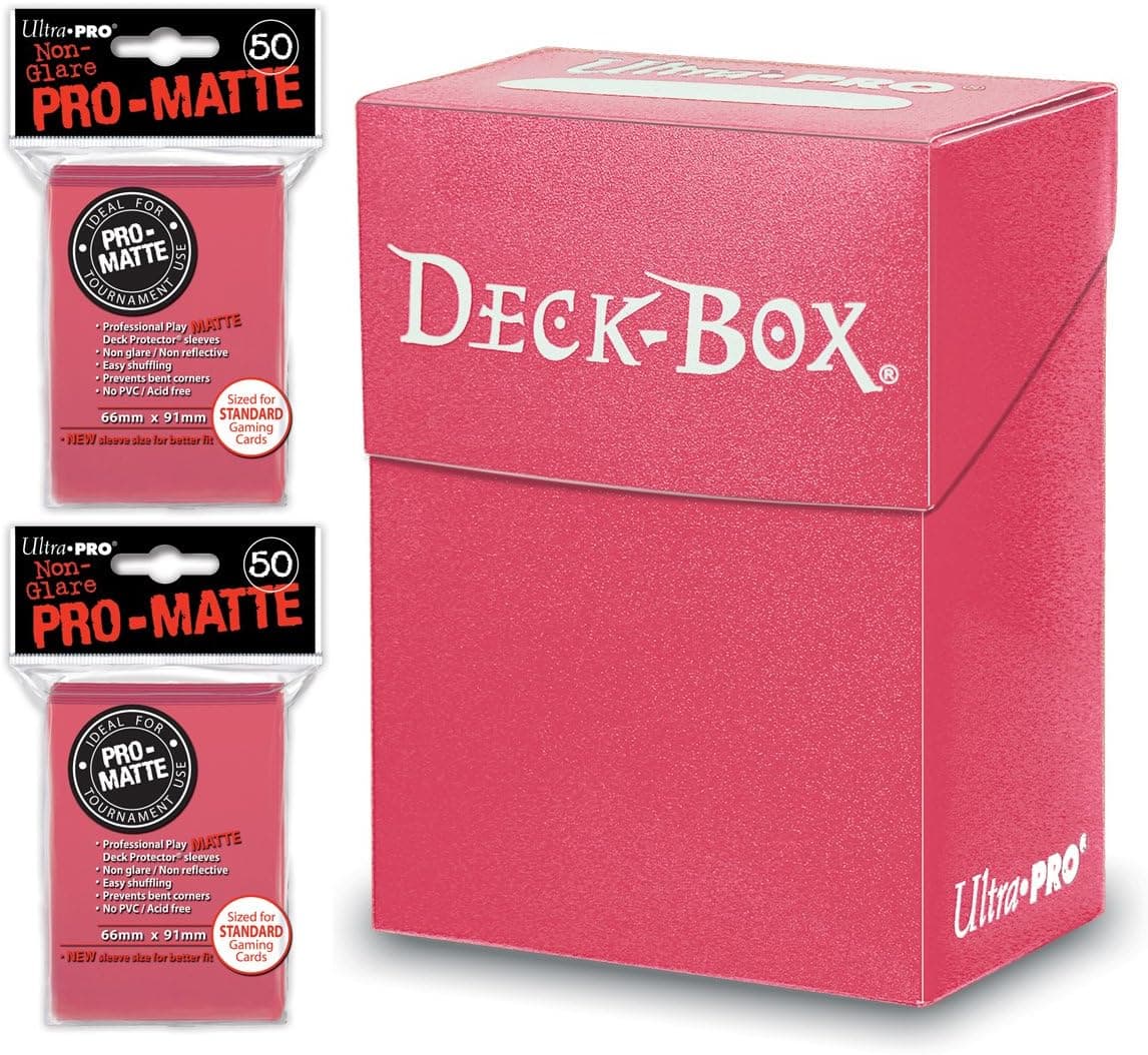 Ultra-PRO Fuchsia Deck Box + 100 Pro-Matte Sleeves (Set, fits Magic/MTG, Pokemon Cards)