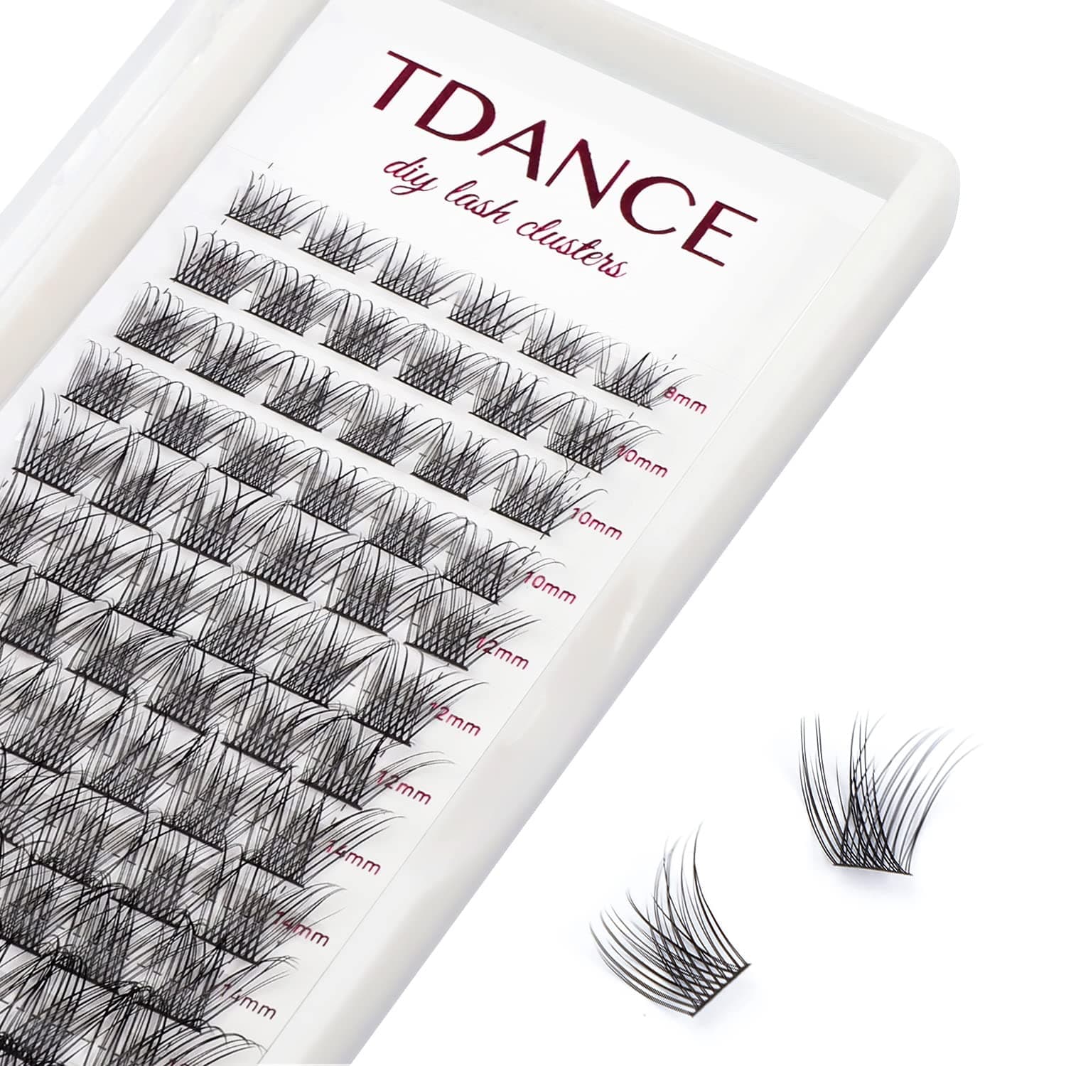 TDANCE Cluster Lashes D Curl DIY Eyelash Extension 8-16mm Mix Volume Lash Clusters Soft Reusable Lashes Comfortable Natural Lashes Individual Lashes Easy to Use at Home (T005,D,8-16mm)