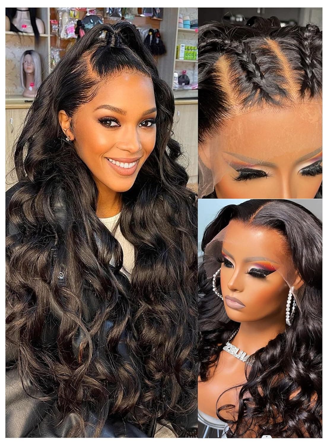 Labhairs True 180 Density 13x4 HD Transparent Lace Frontal Wigs Human Hair, Seamless Glueless Pre Plucked Bleached Knots, Easier To Install 20 Inch