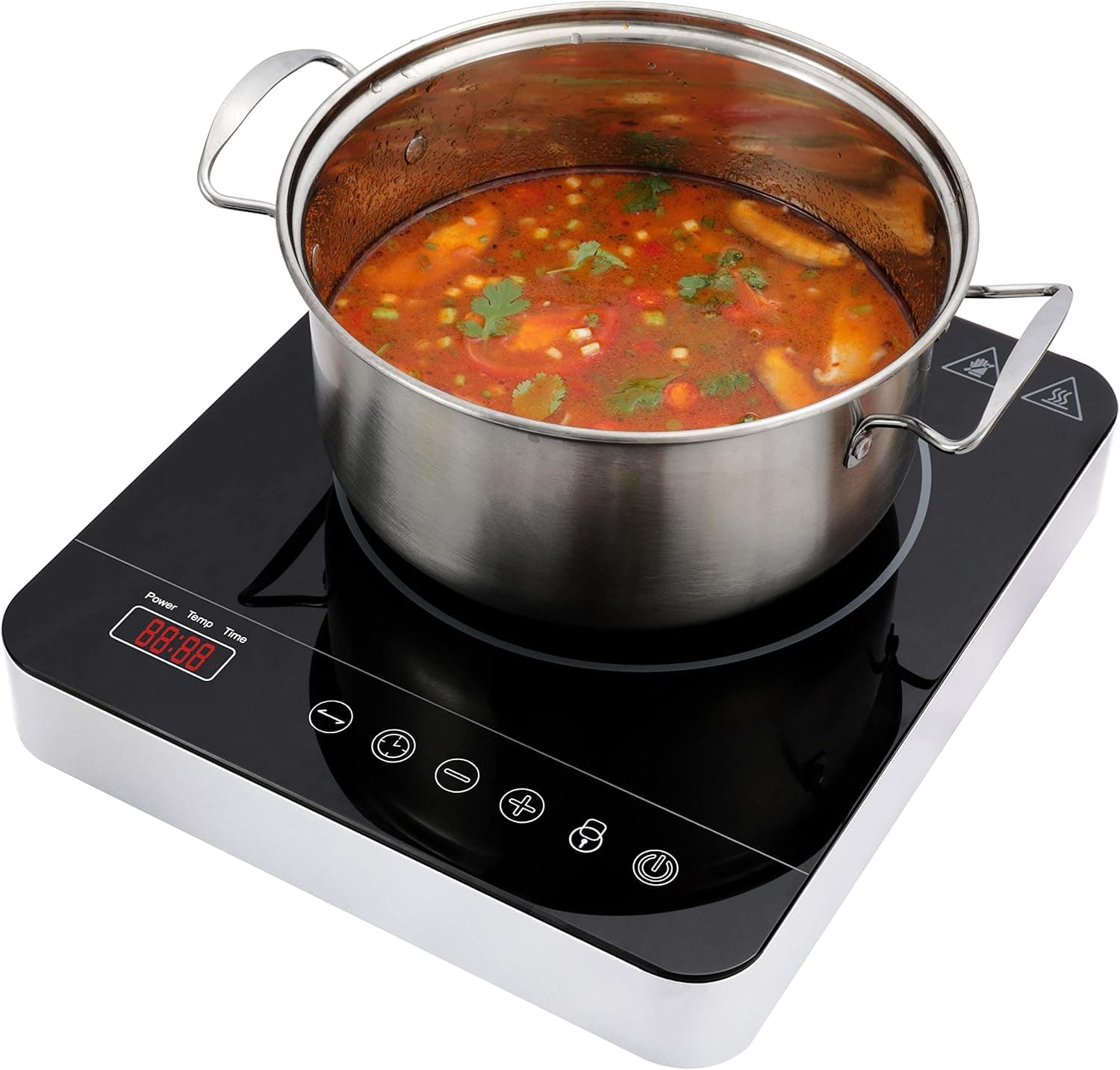 Weceleh Portable Single Induction Cooktop Hot Plate Countertop Burner Cooker 1 Burner, 1800W, 9 Power Levels, 10 Temp Levels, Timer, Auto-Shut-Off, Touch Panel, LED Display, Child Safety Lock, Black