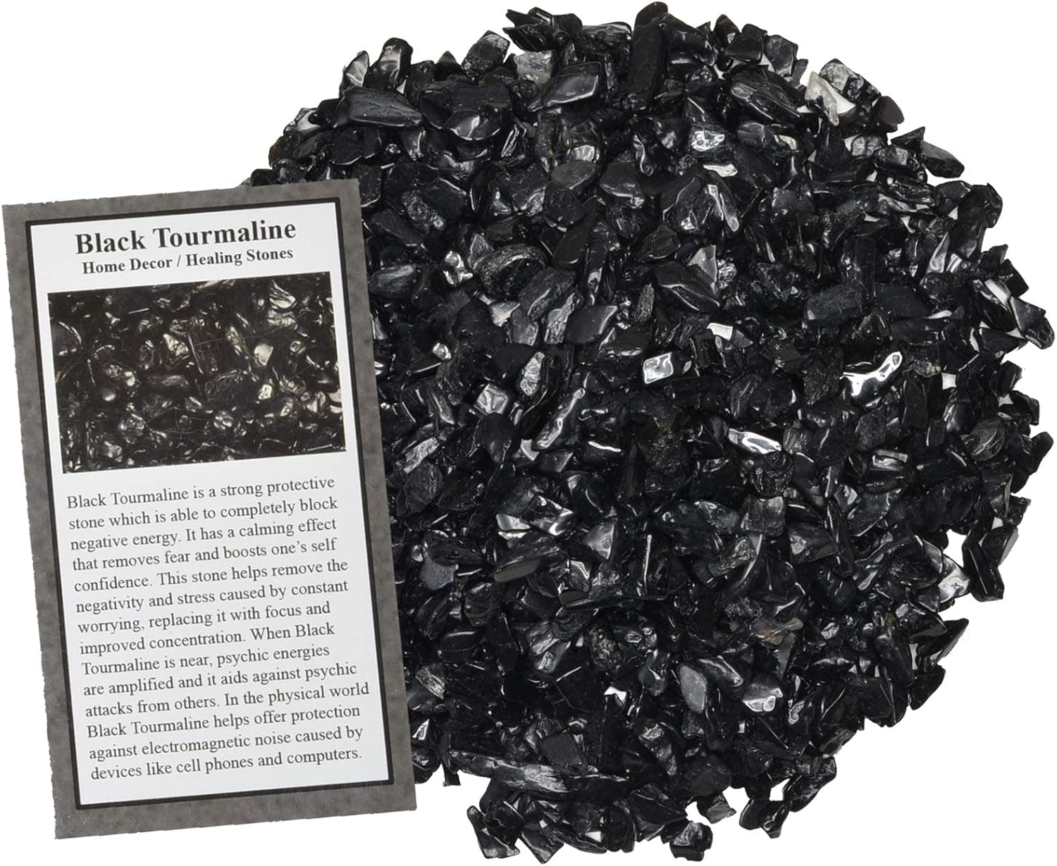 Digging Dolls: 1 lb of Tumbled Black Tourmaline Chip Stones - Polished Rocks for Crafts, Art, Vase Filler, Decoration, Reiki, Crystal Jewelry Making and More!