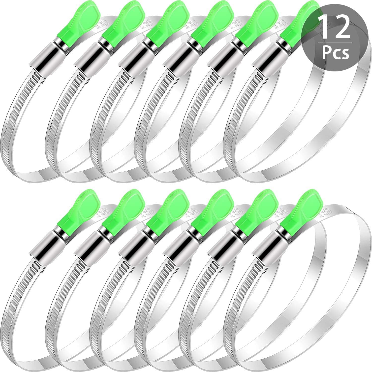12 Packs 4 Inch Key Hose Clamp Key-Type Adjustable Stainless Steel Hose Clamp Worm Gear Hose Clamps Thumb Screw Clamps for Plumbing and Automotive