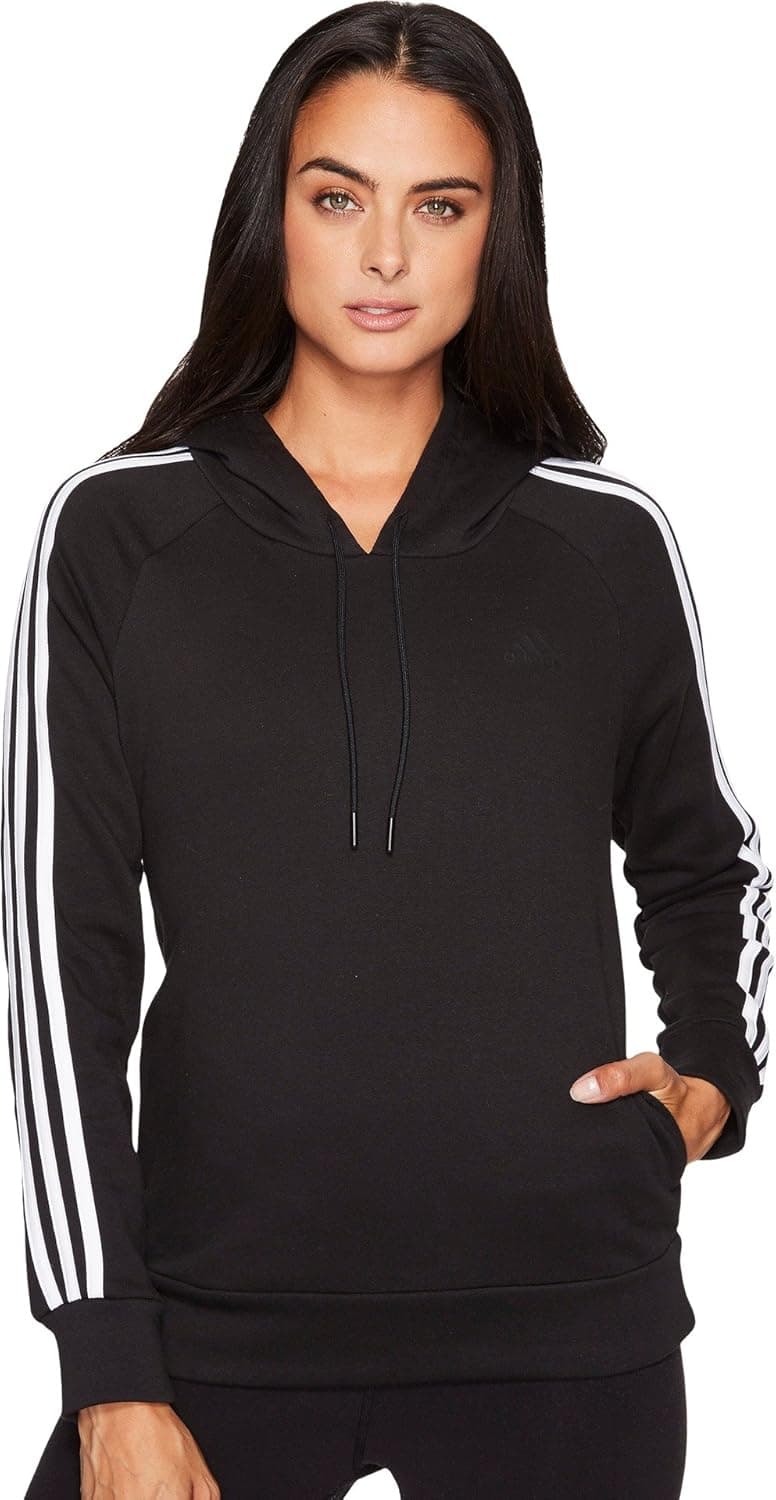 adidas Women's Athletics Essential Cotton Fleece 3 Stripe Pullover Hoody