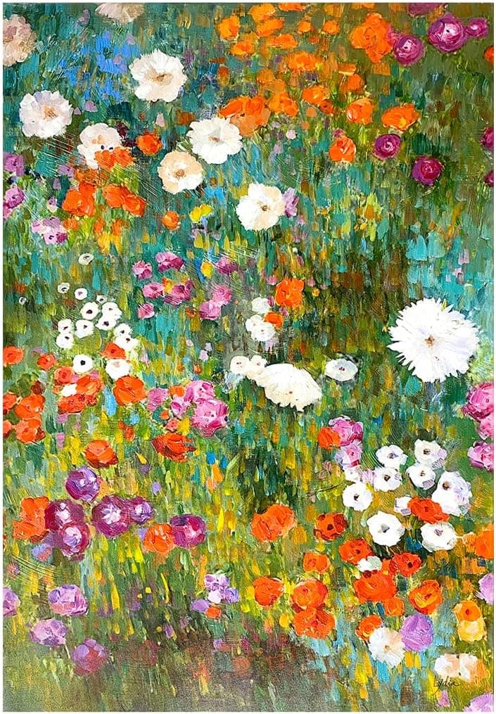 Toprise Canvas Wall Art Painting Fill of Artistic Sense, Partly Hand Painted Wall Arts with Spring Blossoms Modern Artworks for Living Room Bedroom Bathroom Decor 40×27 Inch