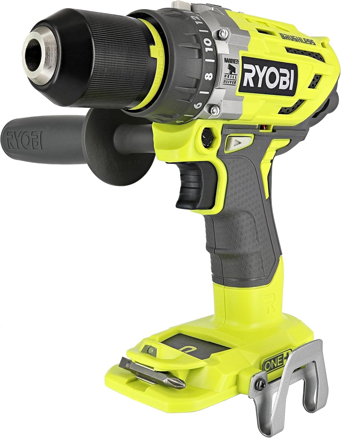 Ryobi P251 One+ 18V Lithium Ion 750 Inch Pound Brushless Hammer Drill Driver w/ 3 Drilling Modes, 24 Position Clutch, and Ergonomic Handle (Renewed)