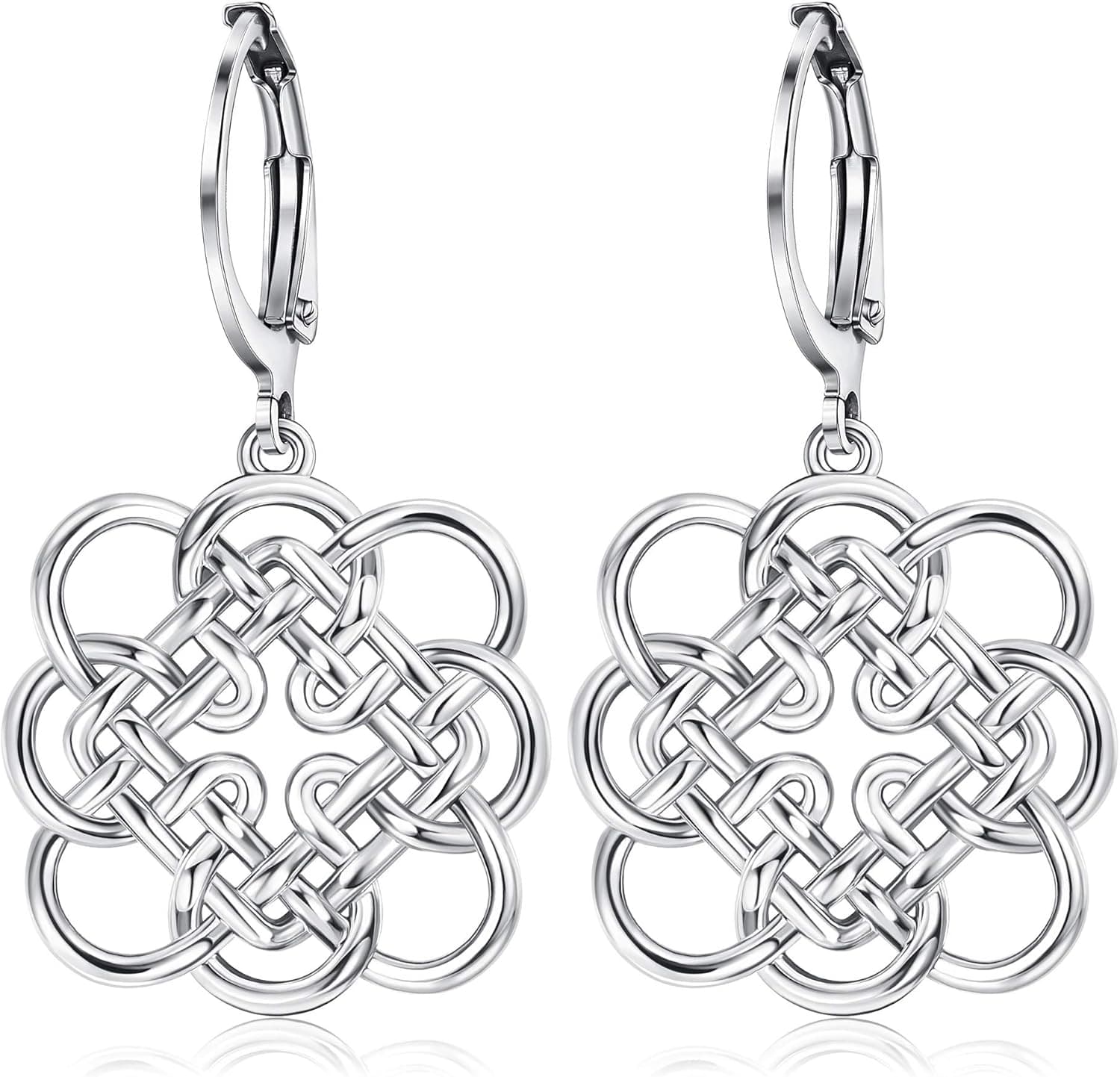 FIBO STEEL Celtic Knot Earrings Irish Vintage Dangle Earrings Silver Irish Endless Knot Earrings for Women Good Luck Charm Jewelry Gifts