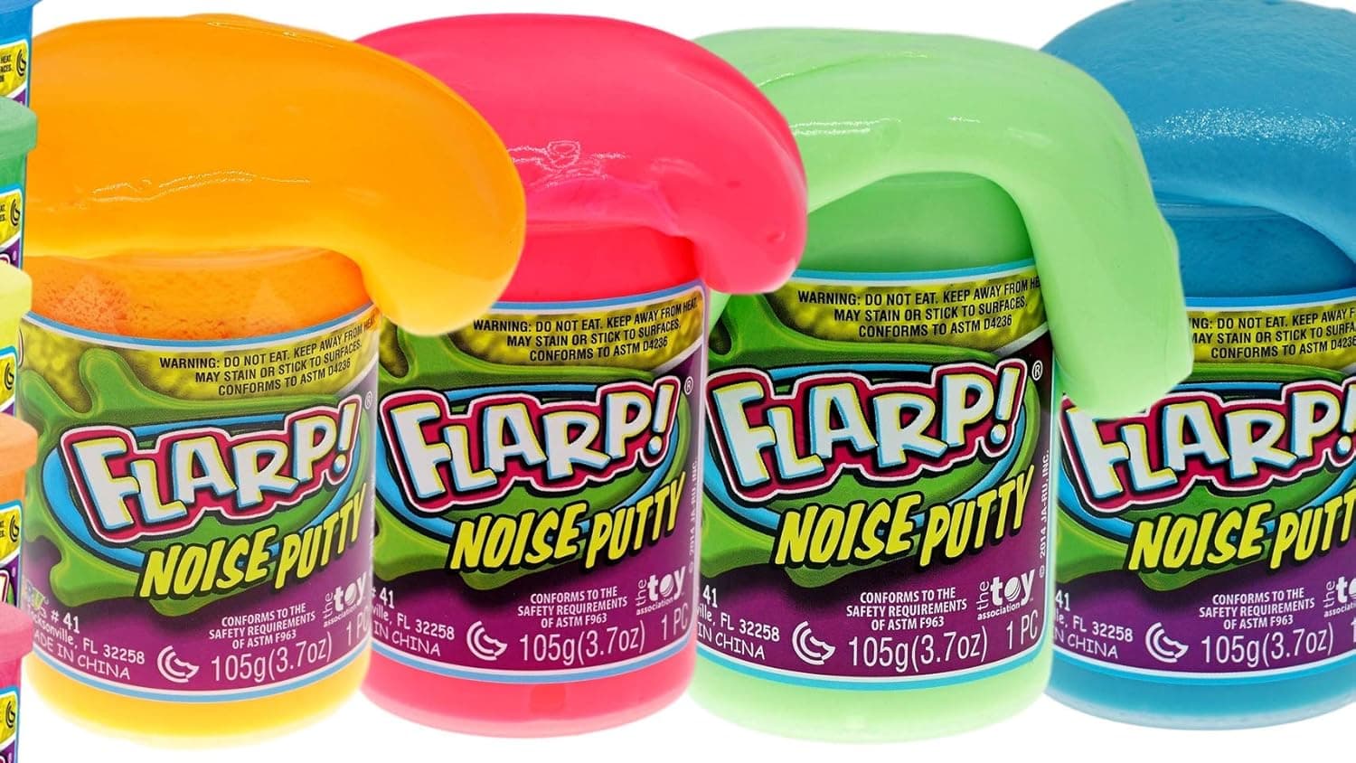 JA-RU Flarp Noise Putty Scented (4 Units Assorted) Squishy Sensory Toys for Easter, ADHD Autism Stress Toy, Great Party Favors Fidget for Kids and Adults Boys & Girls. Plus 1 Bouncy Ball 10041-4p