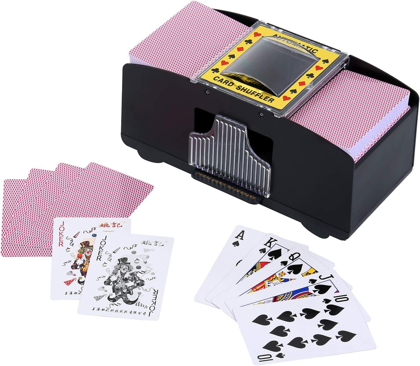 YCDCTT Enhanced Card Game Essentials Bundle - 2 Deck Battery-Operated Automatic Electric Card Shuffler