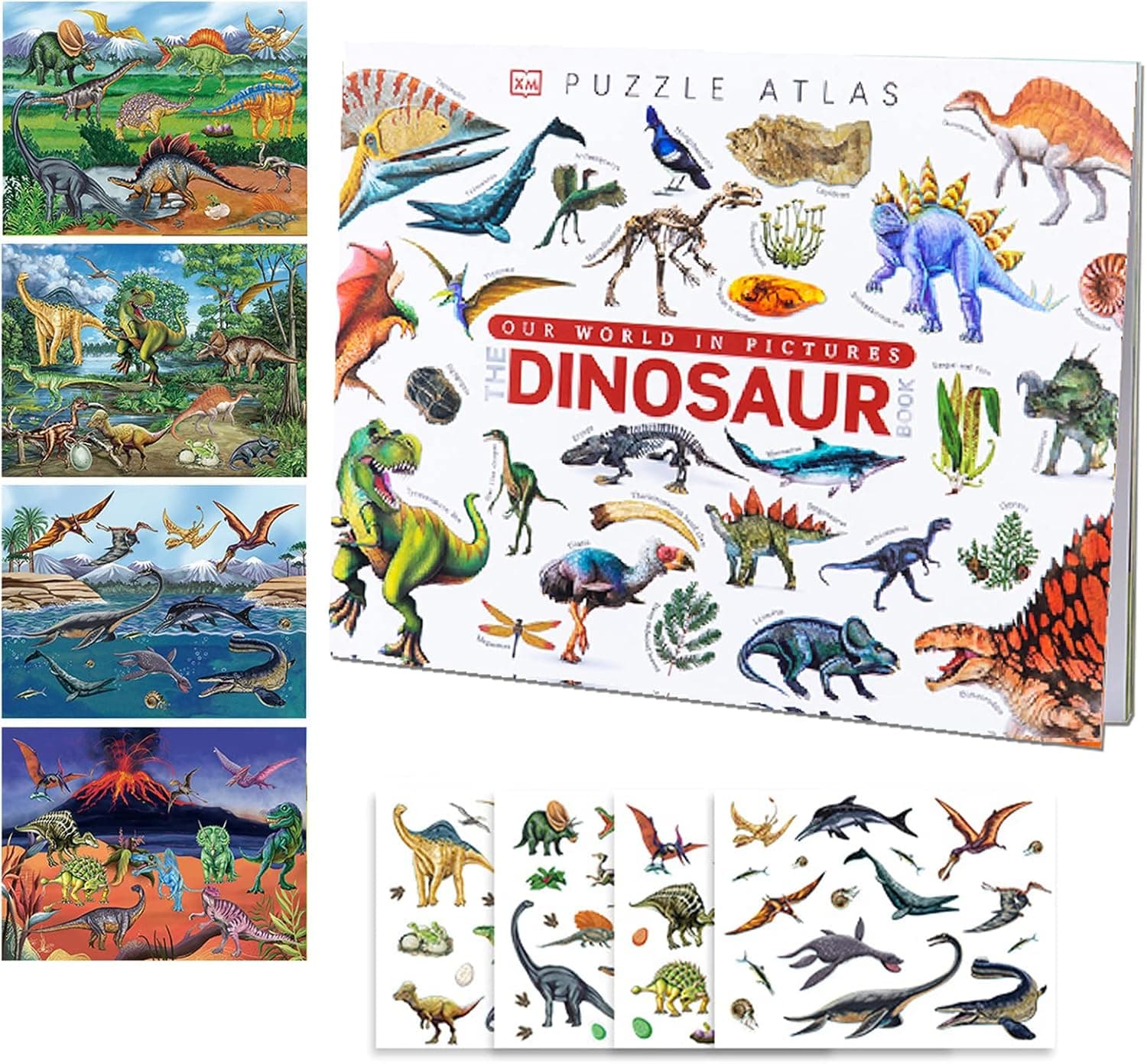 RedCrab Sticker Busy Book for Kids,Electrostatic Reusable Sticker Busy Book,Activity Book for Boys & Girls,Early Learning Toys DIY Dinosaur Sticker,Kid Electrostatic Stickers Book (Dinosaur)