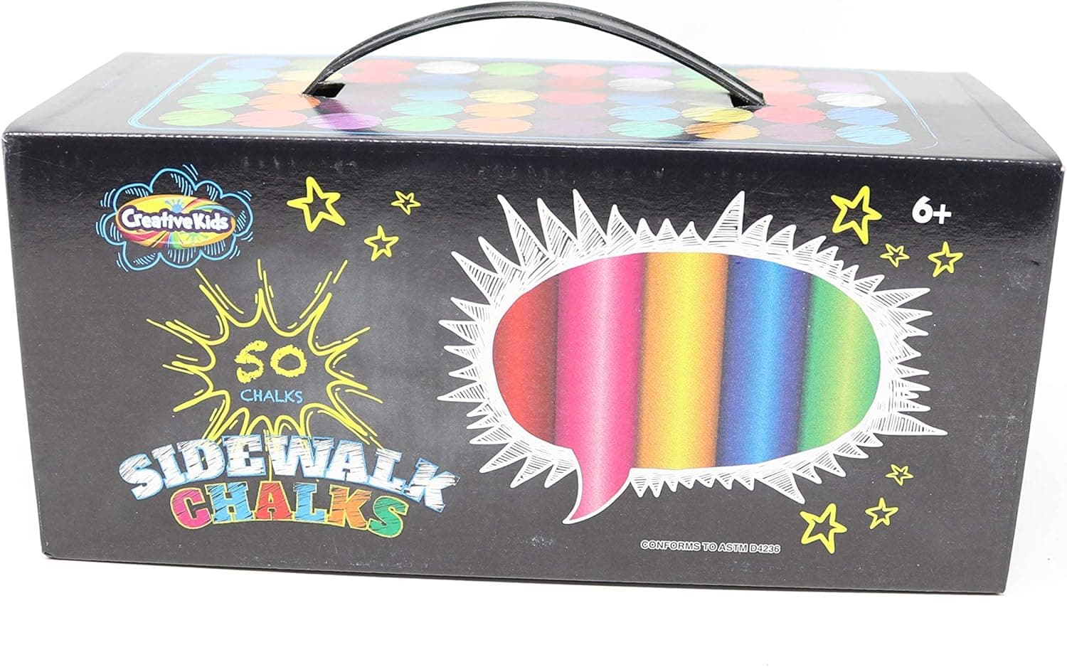 Sidewalk Nontoxic Chalk 50-Count Assorted Colors Washable Kids Drawing Art Outdoors