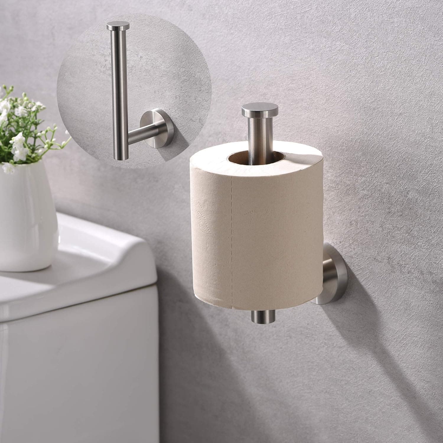 AMAZING FORCE Brushed Nickel Toilet Paper Holder Bathroom Toilet Paper Holder Wall Mount Stainless Steel RV Toilet Paper Holder