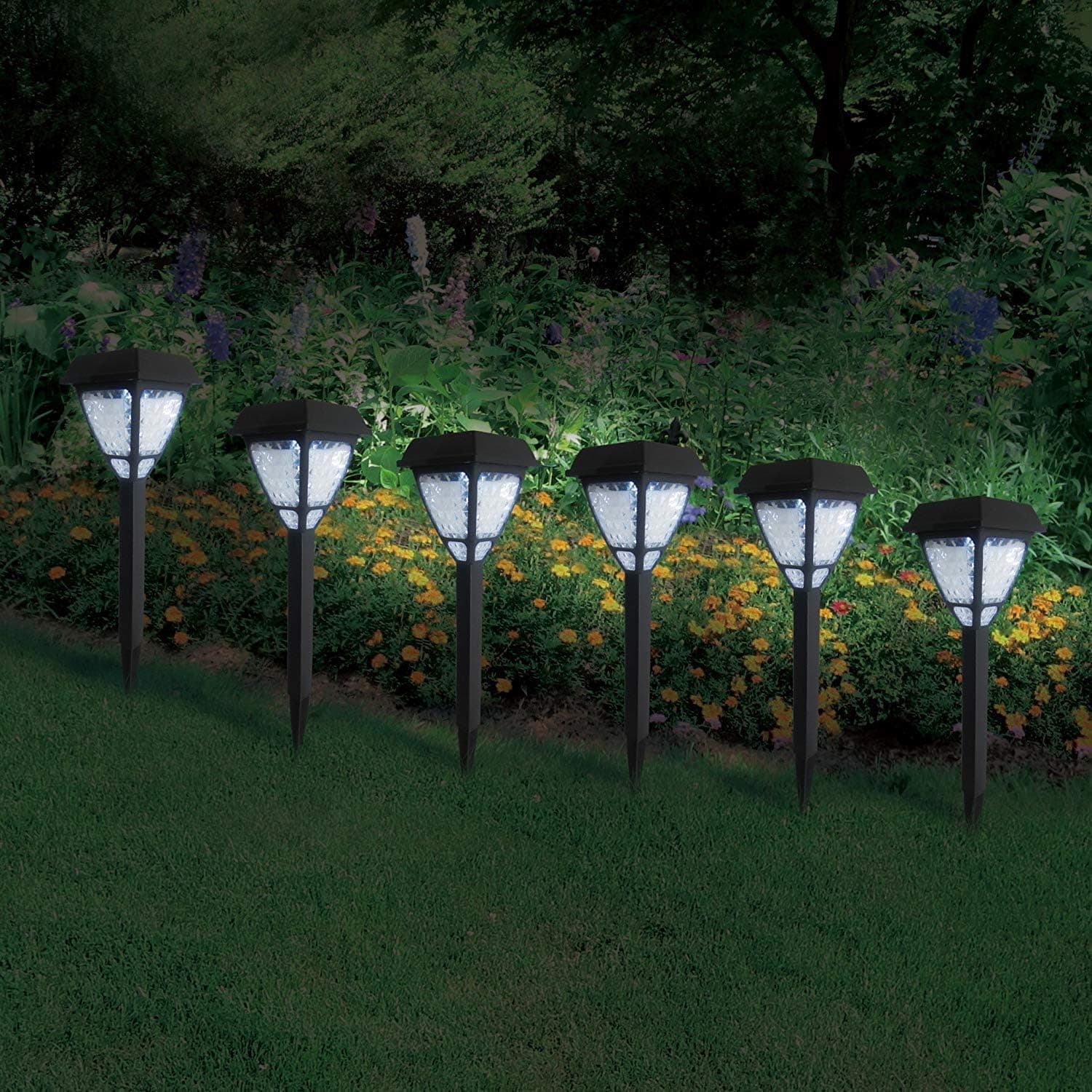 Fashionlite Solar Powered Lights Garden Decorative Solar Stake Lights White, Halloween Christmas Xmas Decoration, 6-Pack