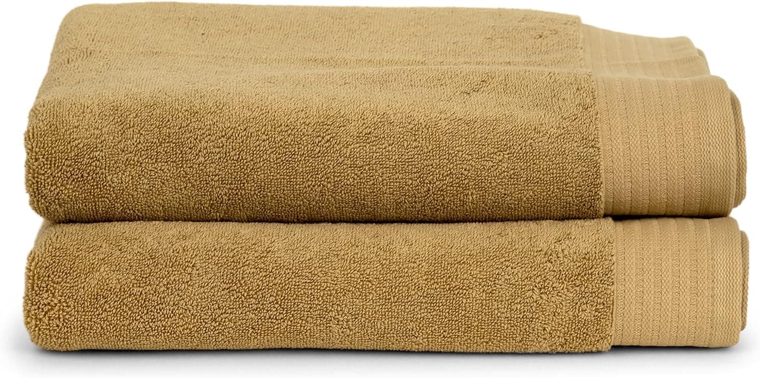 TowelSelections Luxury Bath Towels, Soft Absorbent 100% Long Staple Turkish Cotton, Beige, 2 Bath Towels