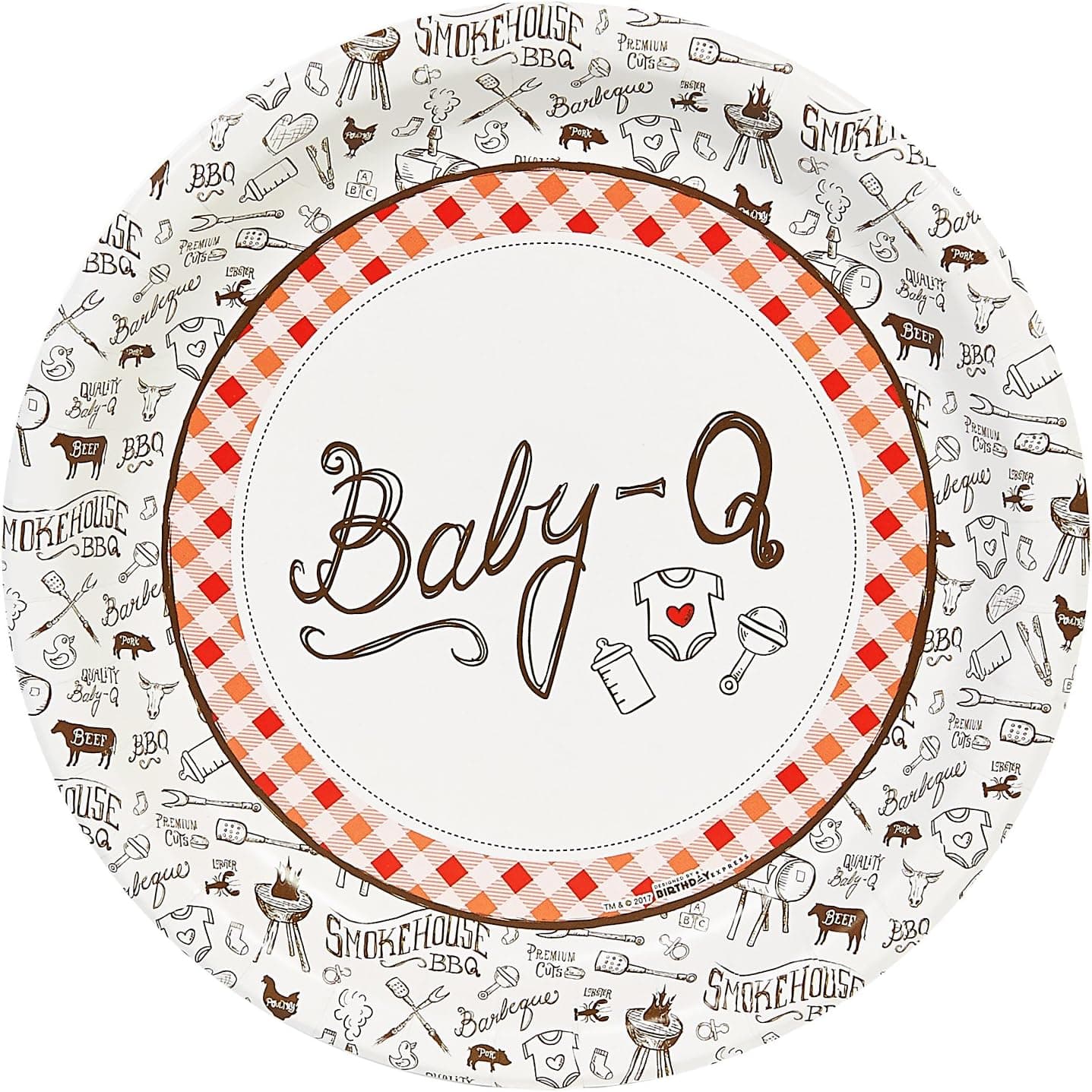Baby Shower Summer BBQ Baby-Q Party 9" Dinner Plates Pack (48)