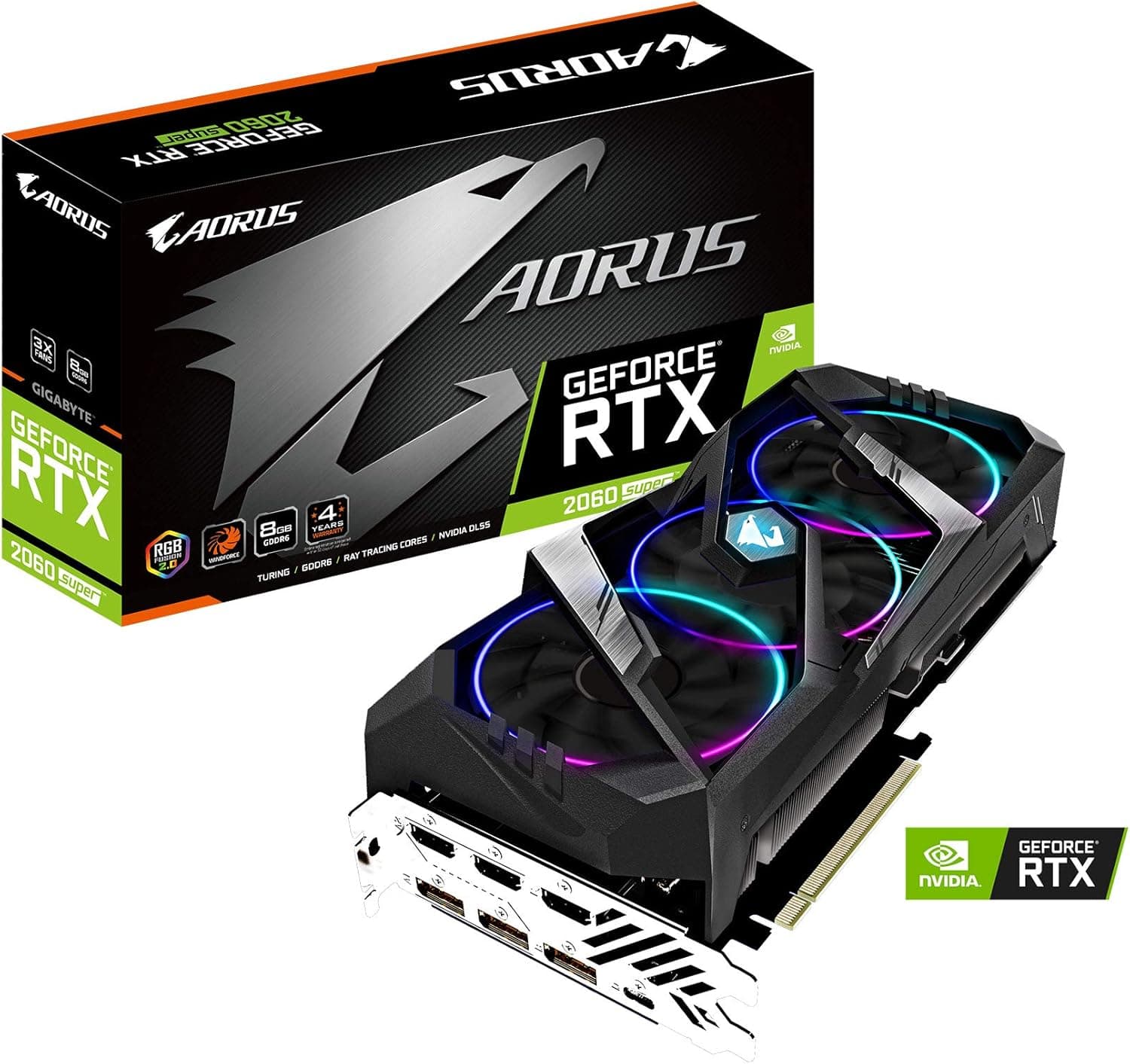 GIGABYTE AORUS GeForce RTX 2060 Super 8G Graphics Card, 3x WINDFORCE Fans, 8GB 256-Bit GDDR6, GV-N206SAORUS-8GC Video Card