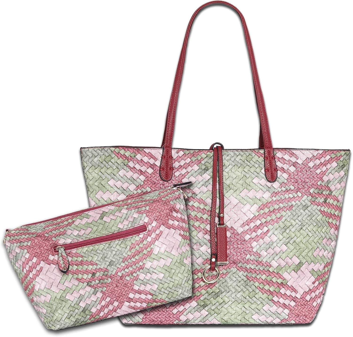 Mentor Tote Bag Roomy Soft Leather Large Shoulder Bags Women Waterproof Woven Handbag Capacity 2PCS