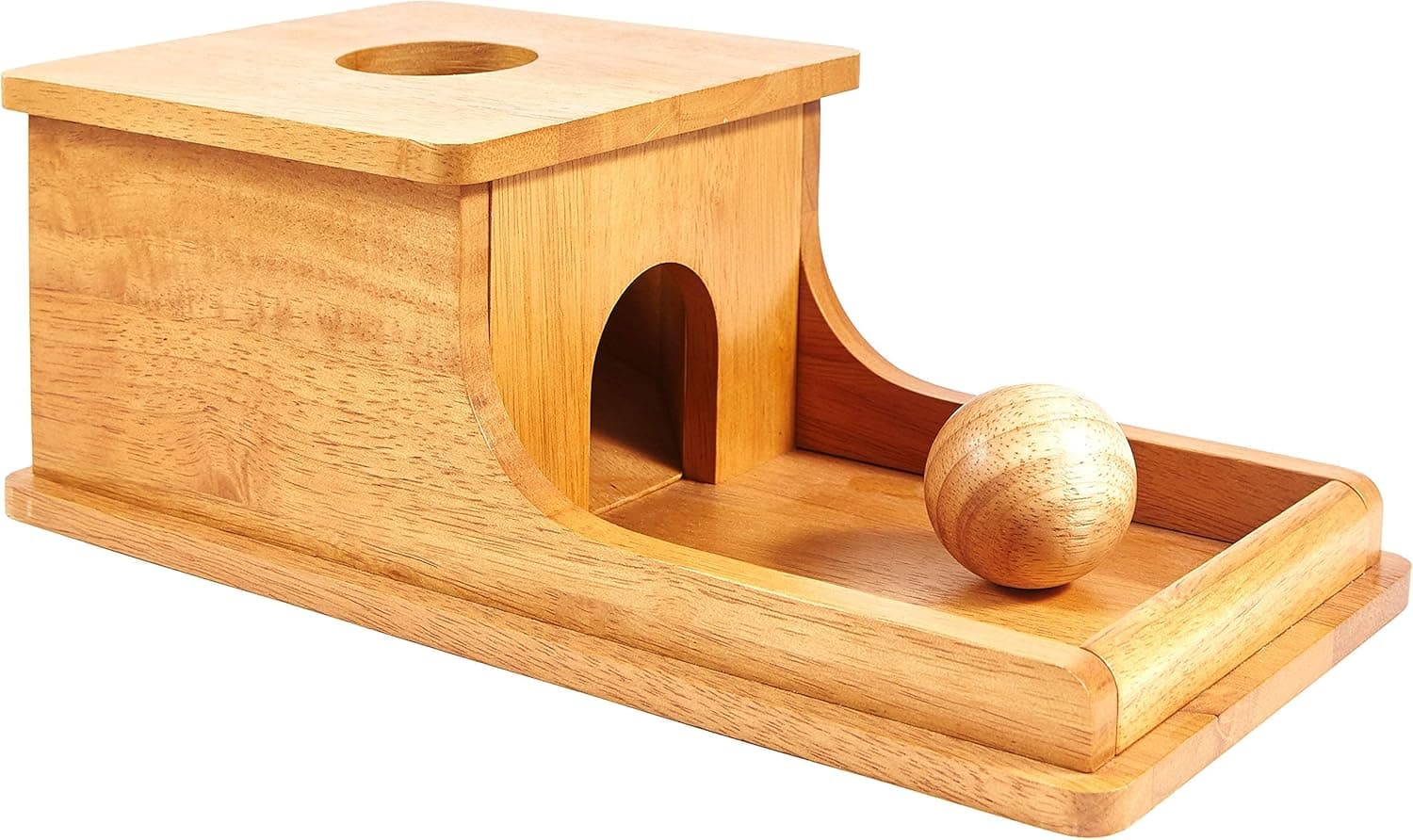 Montessori & Me Object Permanence Box - Montessori Material Tools - Infant Development Ball Drop Toys for Babies 6-12 months old up to 1 year old - Wooden Education Imbucare Learning Toy
