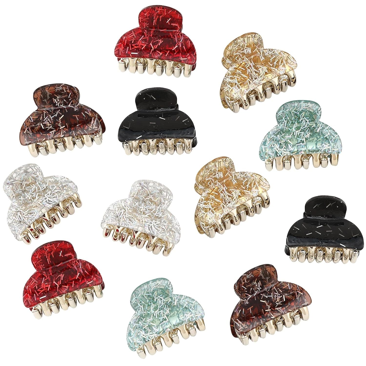 Claw Hair Clips Jaw Clamps - 12PCS Small Hair Claw Jaw Clamp for Thin Hair Styling Accessories Classic Hair Clamp for Women Girls(Assorted Color#1)