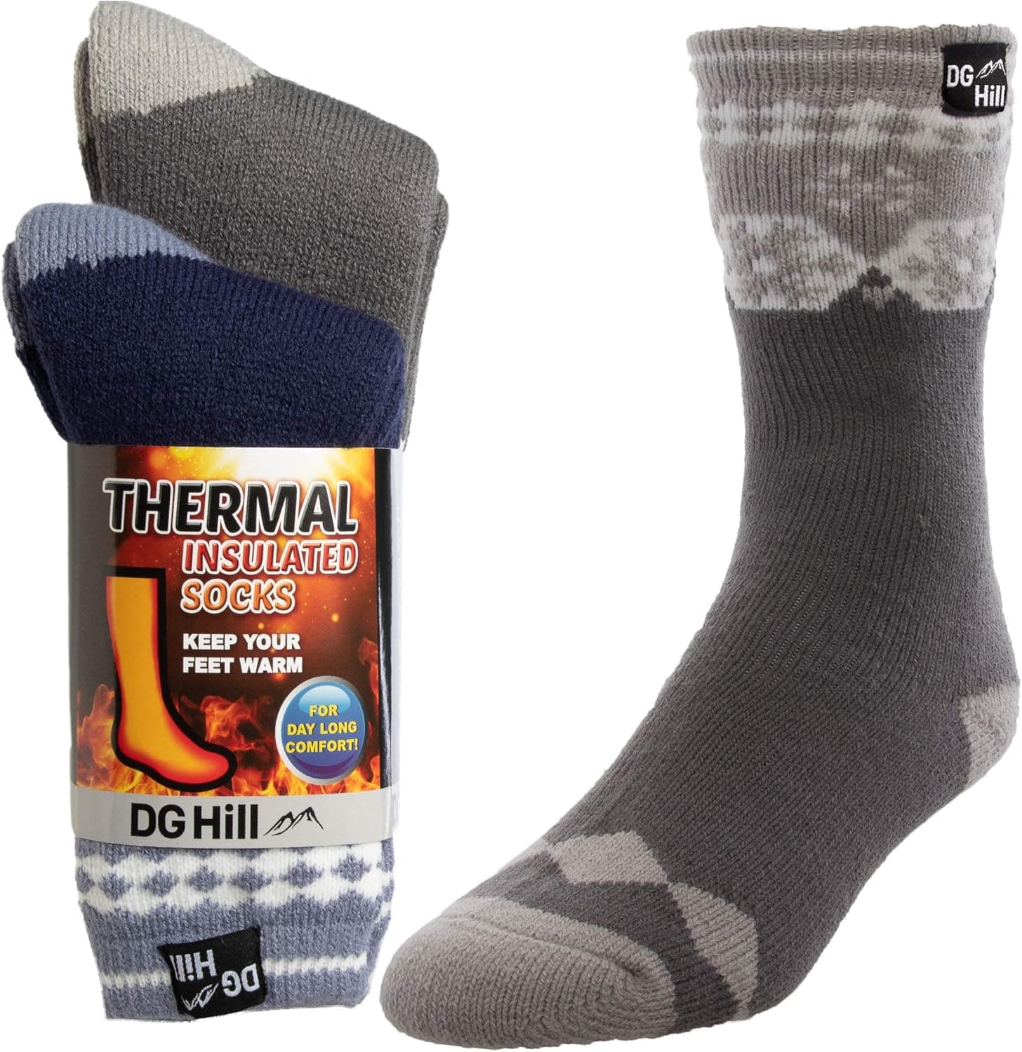 DG Hill (2pk or 4pk Thermal Socks for Men and Women, Heated Winter Boot Socks, Insulated for Cold Weather