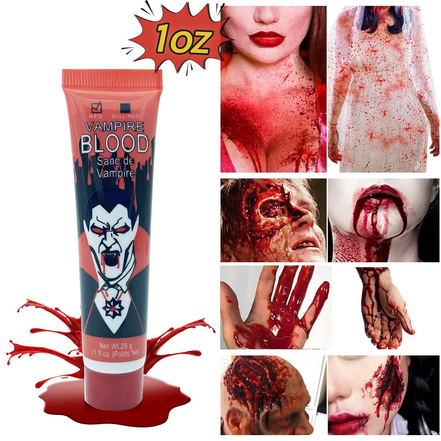 Fake Blood Makeup, Vampire Blood Tube for Halloween Costume, Zombie Vampire Monster Makeup & Dress Up(1 OZ)