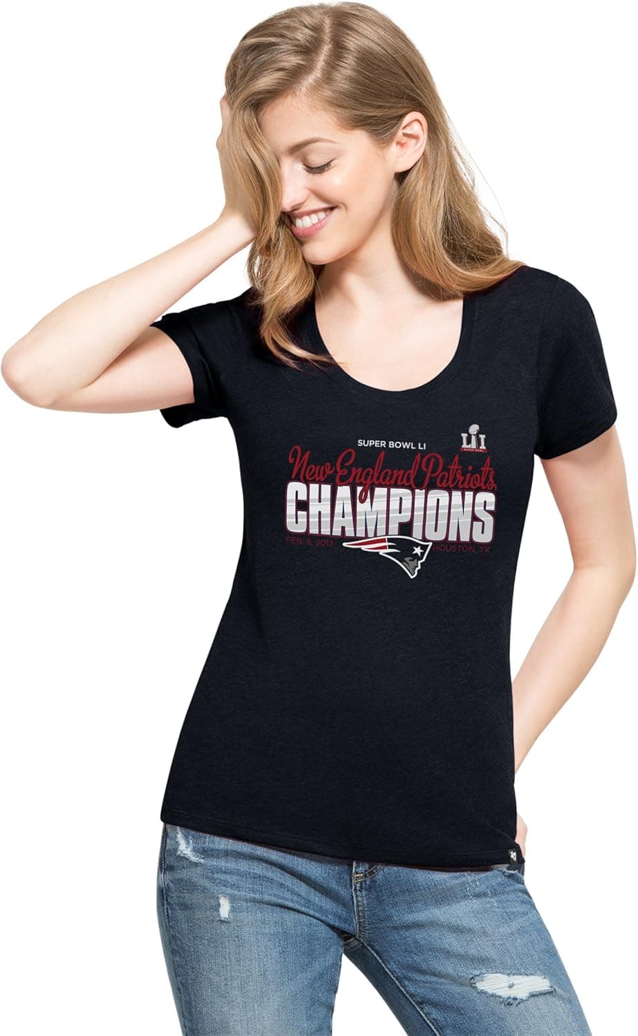 '47 NFL New England Patriots Super Bowl 51 Champions Women's's Club Scoop Tee
