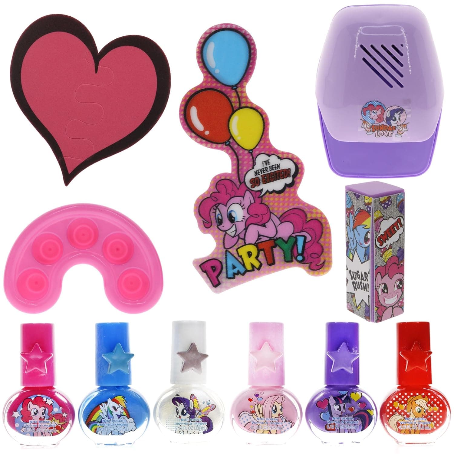TownleyGirl Super Fun Nail Set with 6 Nail Polishes, Nail Dryer and Nail Buffers, 12 CT (My Little Pony)