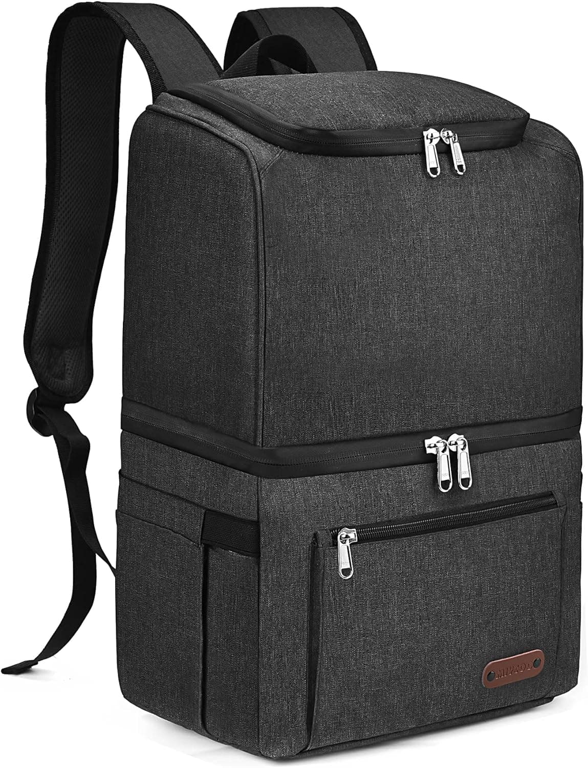 Insulated Cooler Backpack for Men Women 35 Cans - Lightweight Double Deck Lunch Backpack - Cooler Bag for Hiking, Travel, Picnics, Camping, Fishing, Outdoor -MIYCOO(25L, Black)
