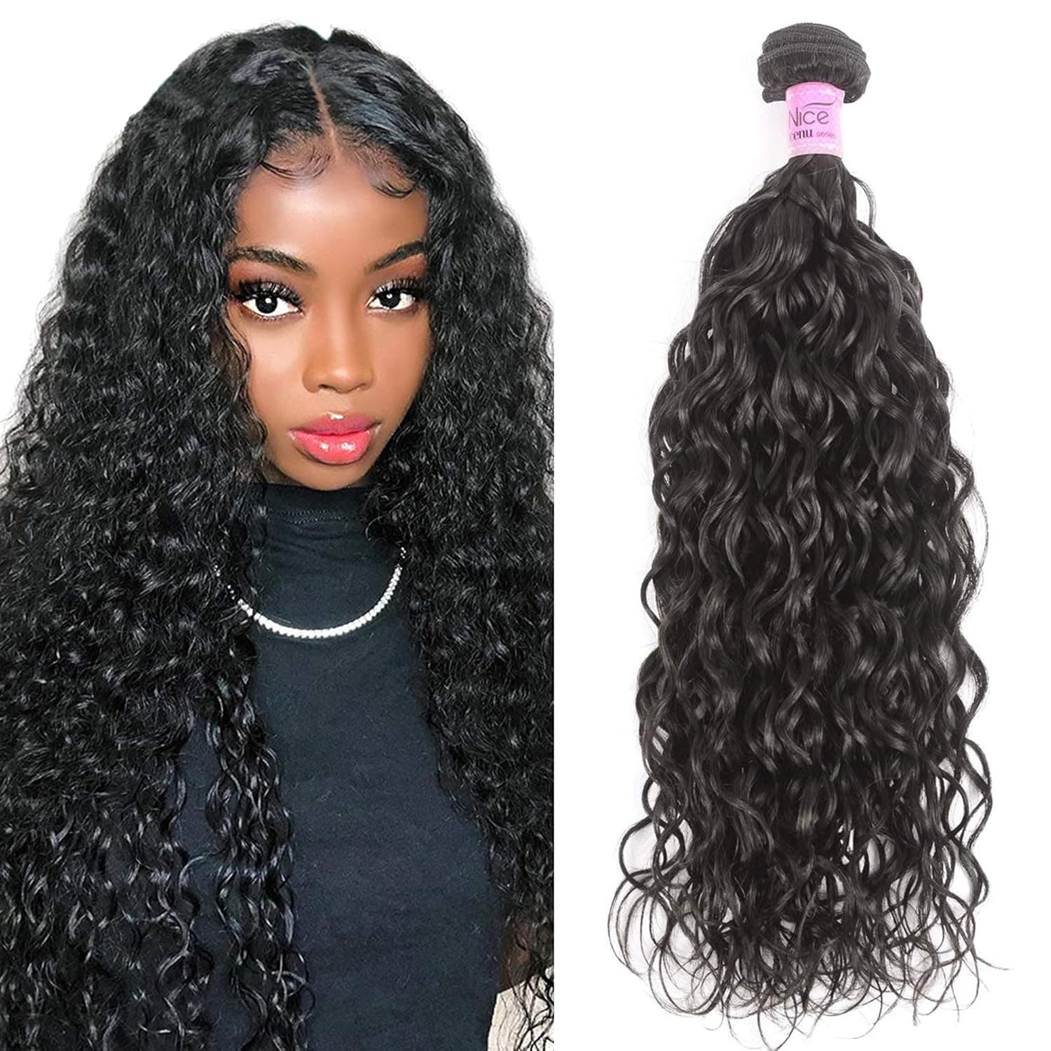 UNice Brazilian Water Wave 10A Grade 100% Virgin Human Hair 1 Bundle Natural Color (16, Natural Color)