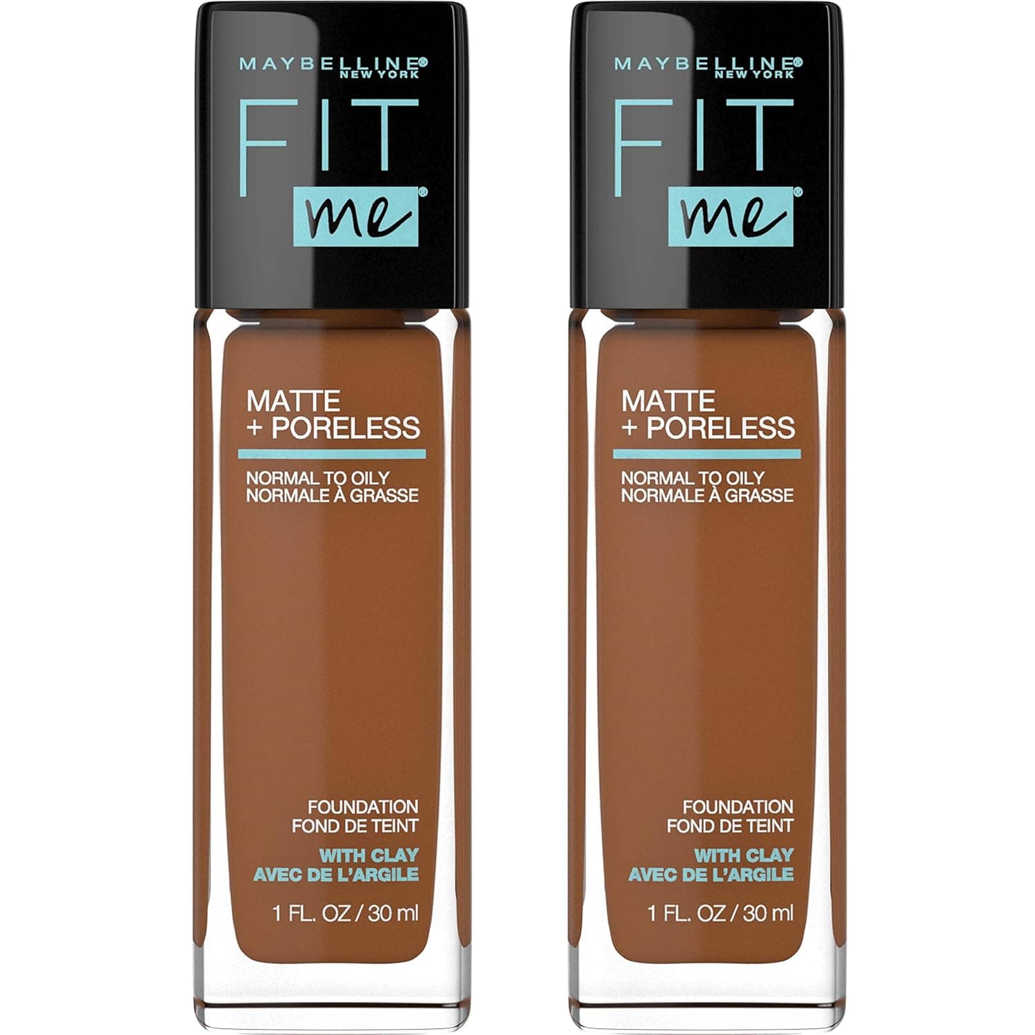 Maybelline Fit Me Matte + Poreless Liquid Foundation Makeup, Deep Golden, 2 COUNT