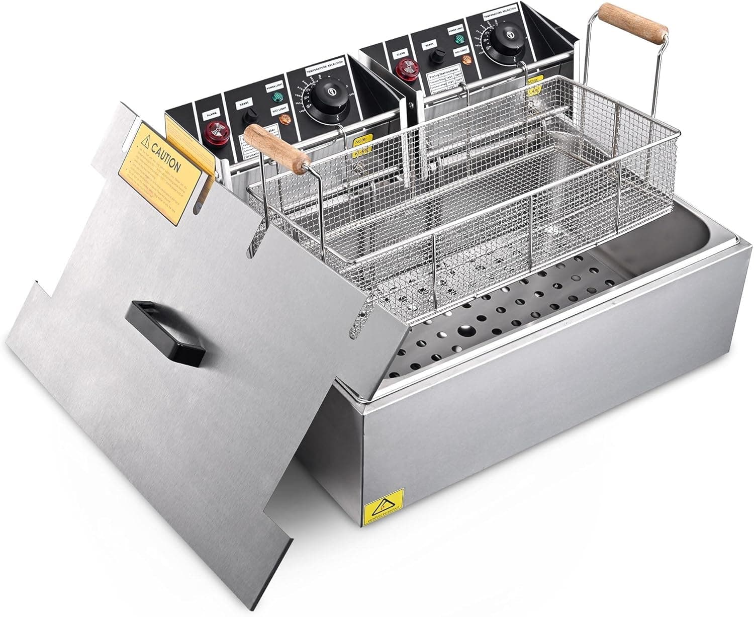 WeChef 20L 5000W Commercial Electric Deep Fryer Countertop Stainless Steel Large Single Tank Basket Fish Fry Snack Stand