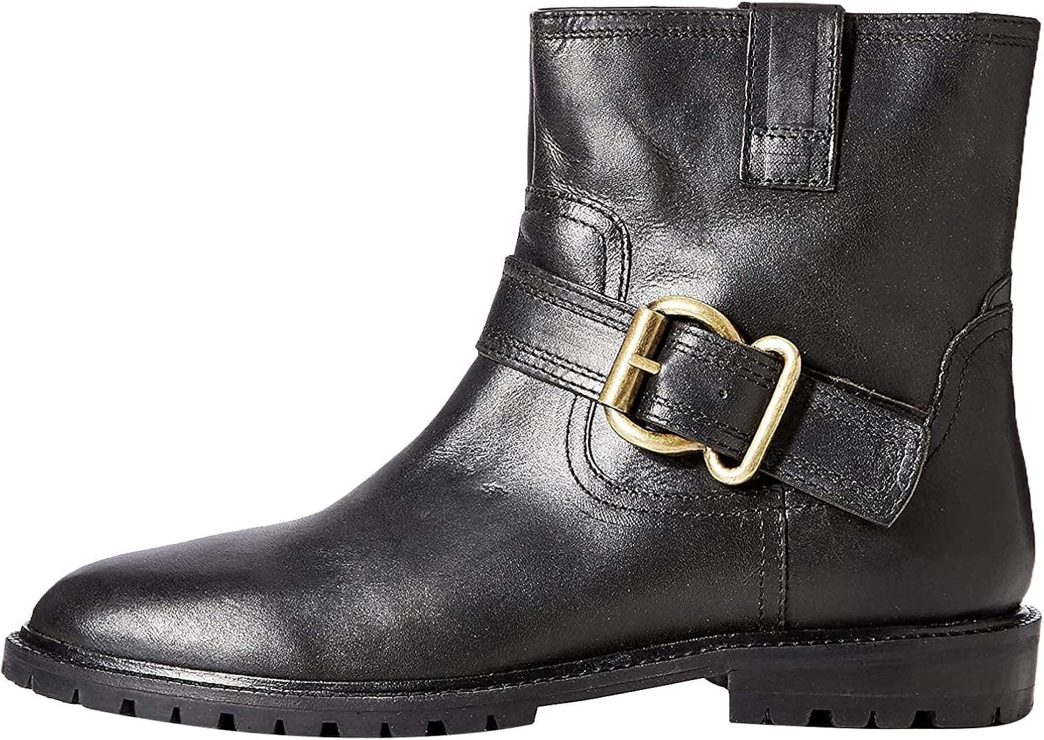 Amazon Brand - find. Pull on Leather Buckle Biker, Women’s Ankle boots