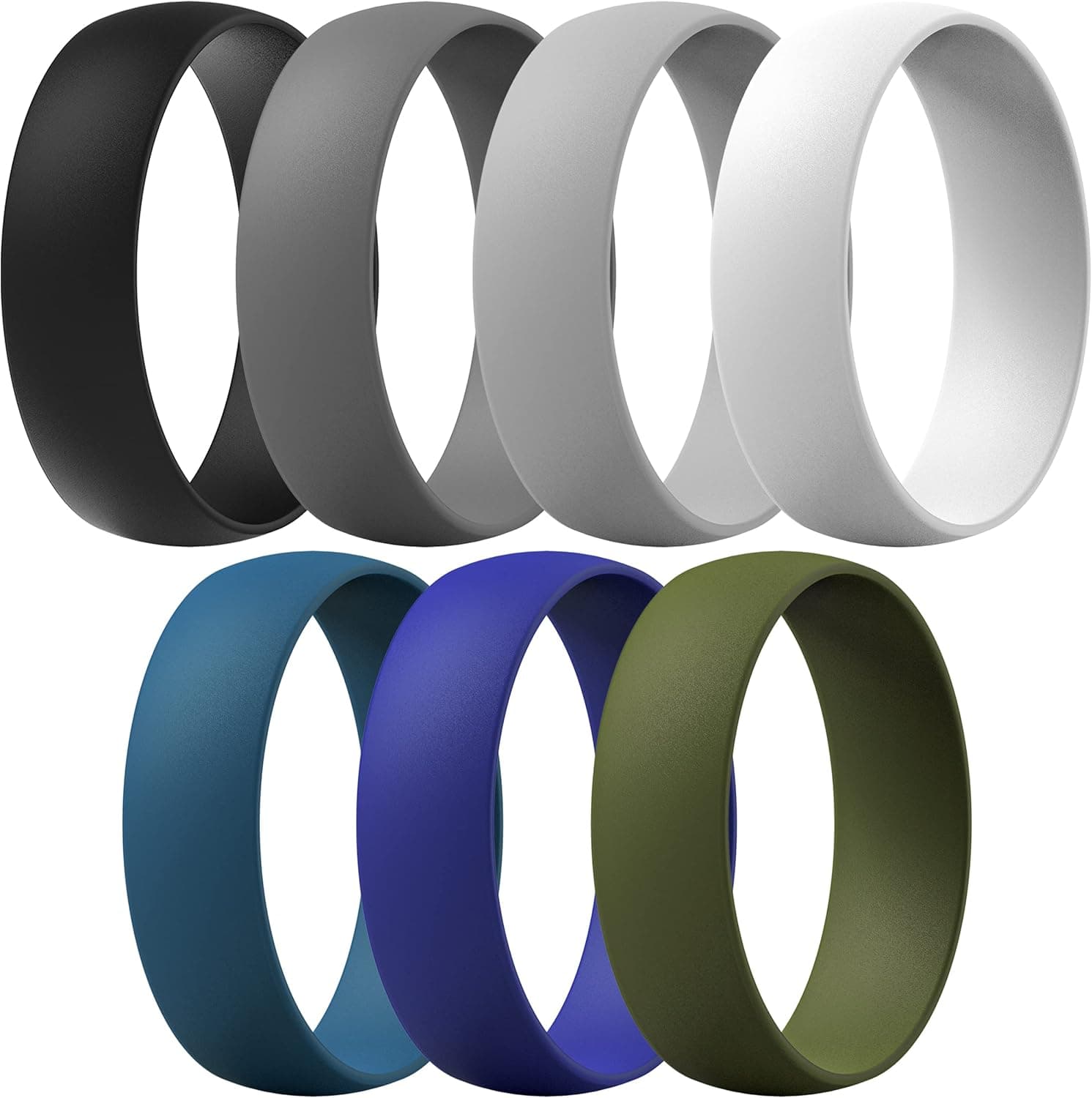 ThunderFit Silicone Band Rings, 7 Bands / 1 Band Wedding Bands for Men & Women 6mm Wide - 1.65mm Thick