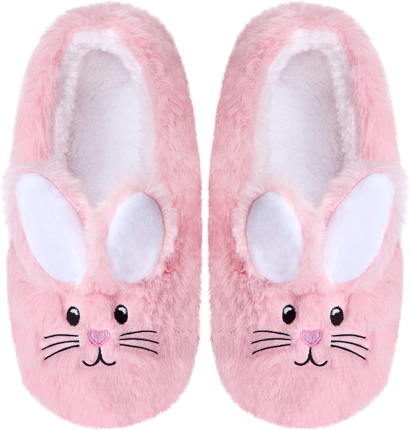 Cozy Memory Unique Cute Fluffy Animal Bunny Womens Slipper Socks Warm Lined Fuzzy Socks Non-Skid Grippers Indoor Outdoor Waterproof Bottom Adults Sherpa Slippers
