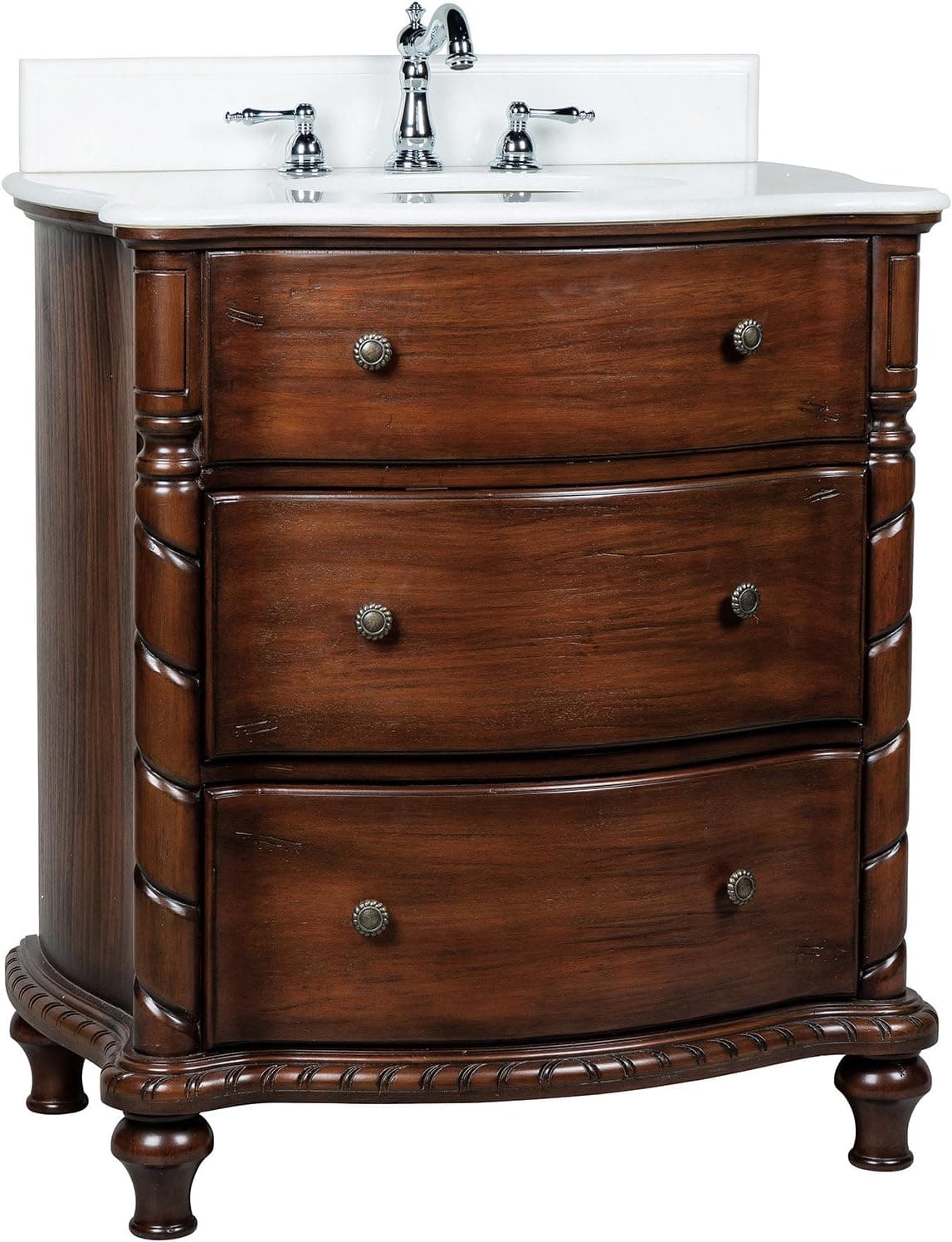 Chans Furniture 31" White Marble Top Keegan Bathroom sink vanity Model CF-47516W