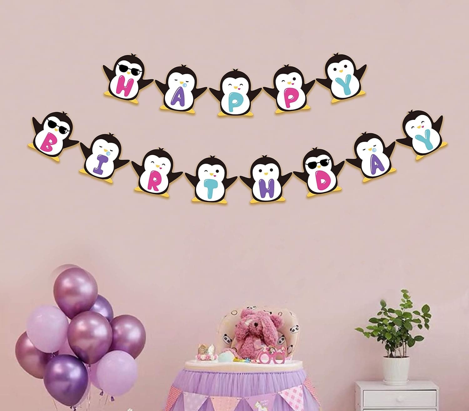 Penguin Happy Birthday Banner, Cute Penguin Inspired Birthday Sign, Penguin Bday Party Decorations