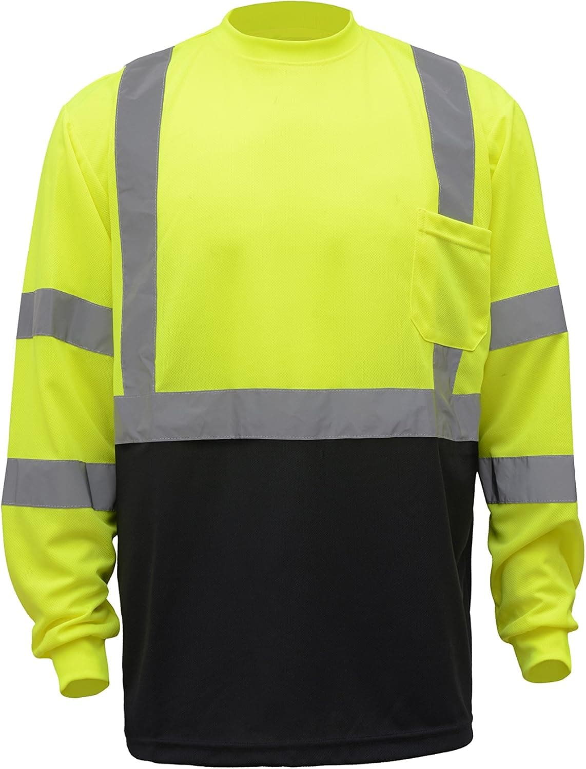 CJ Safety CJHVTS3003L High Visibility Black Bottom Long Sleeve Safety Shirt 2" Reflective Tapes (Extra Large)