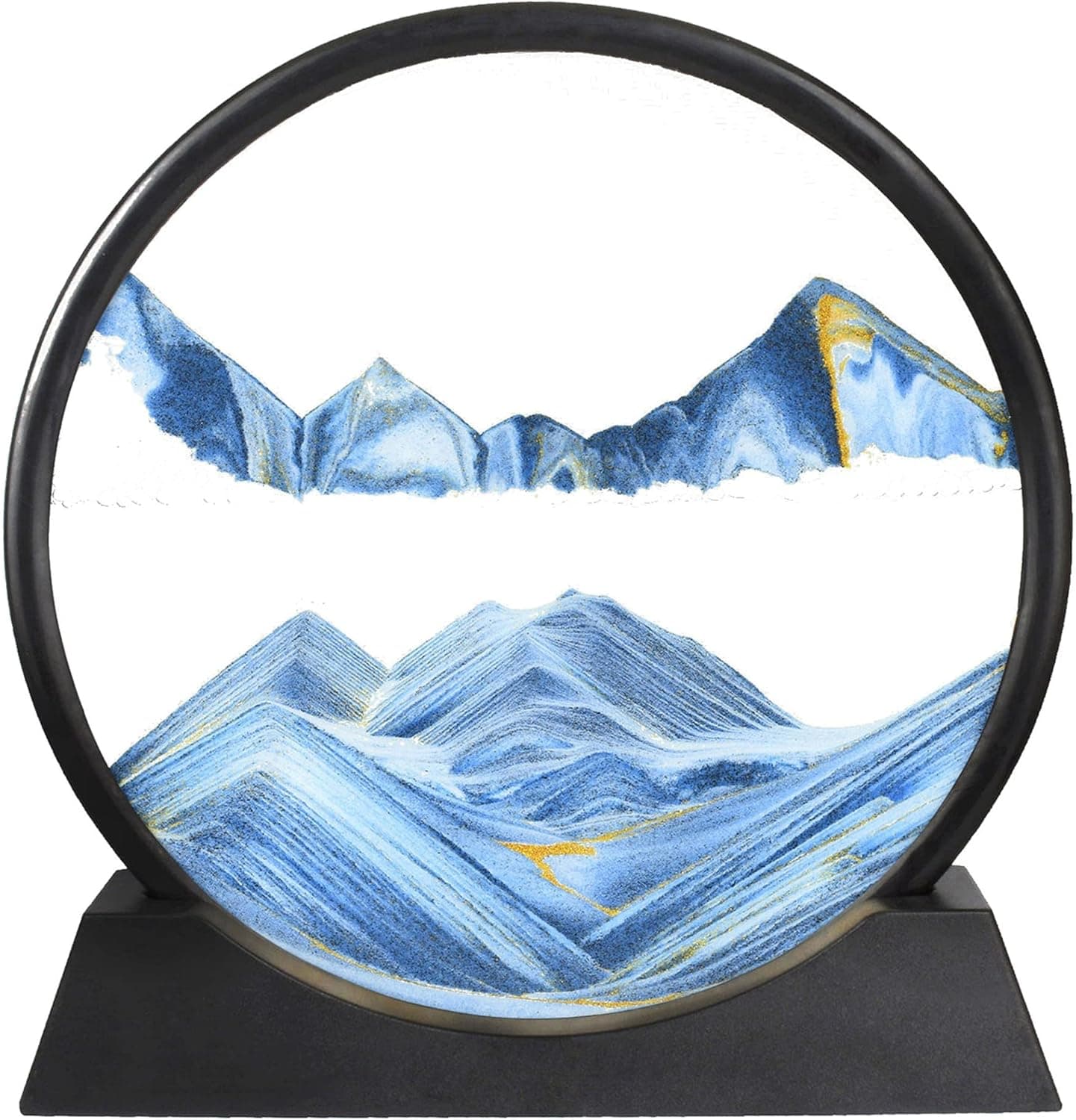 MEISITONG Moving Art Sand, 3D Deep Sea Sandscape in Round Glass Flowing Sand Frame, Children's Large Desktop Art Toys, Home and Office Christmas Decorations