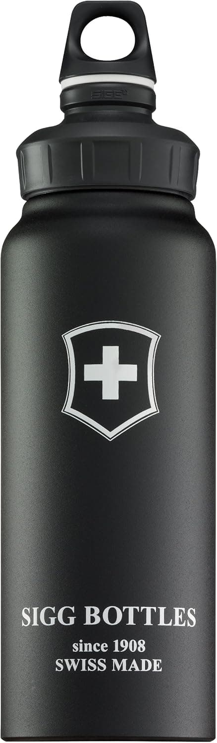 Sigg 1.0 Liter Wide Mouth Touch Bottle, Black T. Swiss Cross