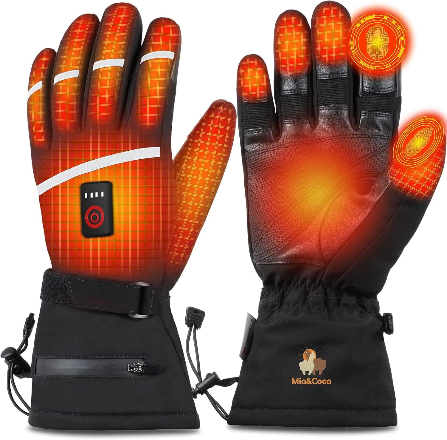 Heated Gloves for Men Women, Electric Ski Gloves with 7.4V 5400mAh Type-C Rechargeable Batteries, Lasts 6 Hours, 3 Levels, Waterproof Heating Gloves for Climbing Hiking Cycling Camping