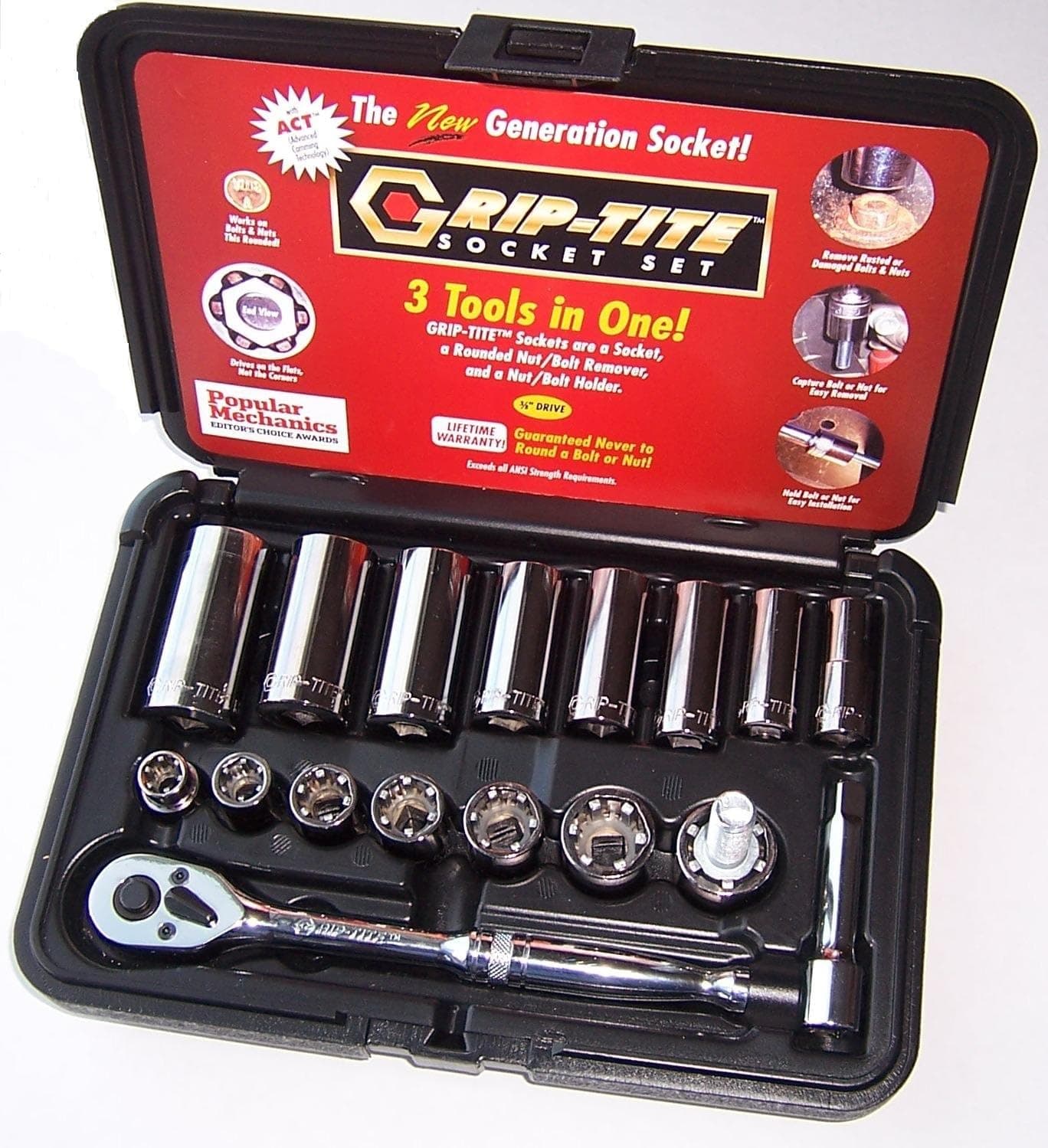 Grip-Tite Super Sockets- 17 Pc Metric Set, 3/8 Inch Drive