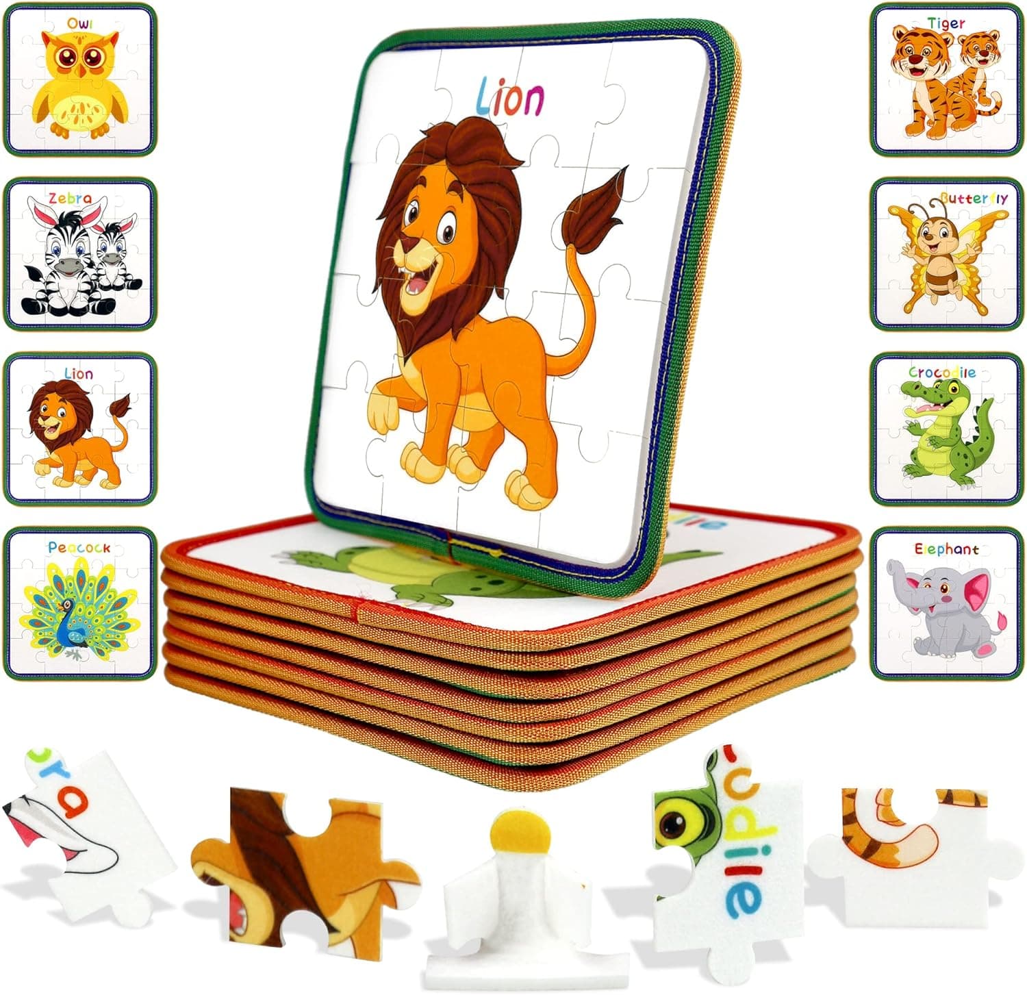 HarVow Felt Puzzles for Toddlers 1-3, Double Sided Jigsaw Animals Puzzles for 1 2 3 Year Old Girls Boys, Hand Sewing, Bright Color, Environmentally Friendly and No Pungent Smell for Kids