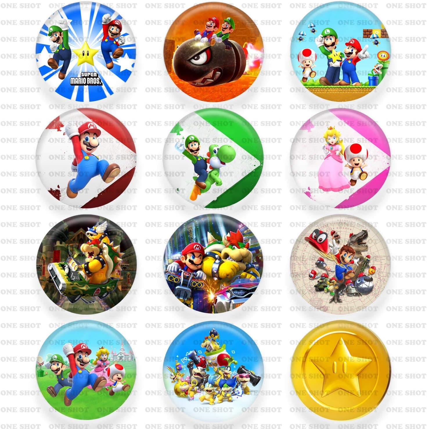 Super Mario pinback Buttons Party Favors Supplies