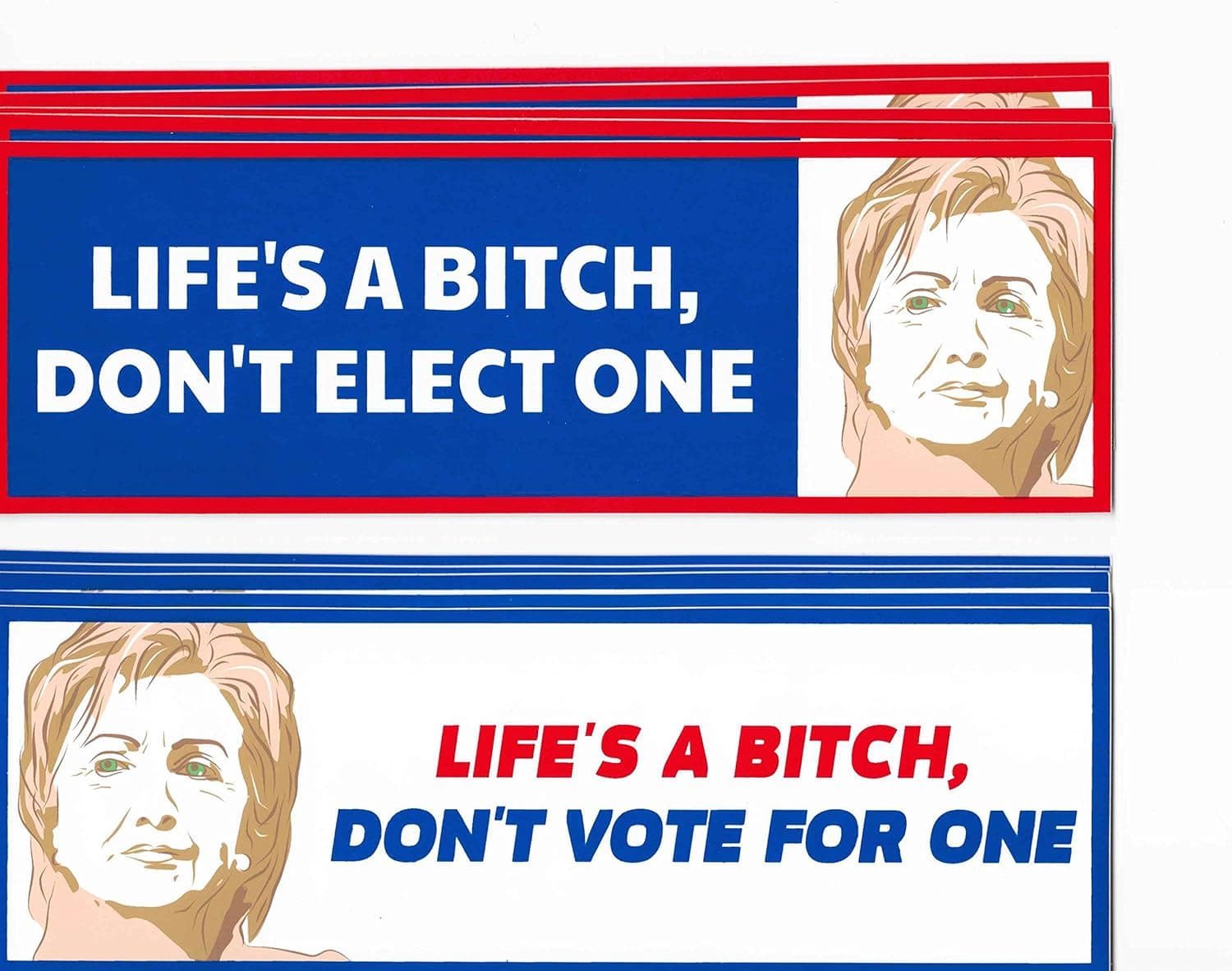 Anti-Hillary Clinton Political Bumper Stickers | Life's A Bitch Don't Vote For One | 10 Pack