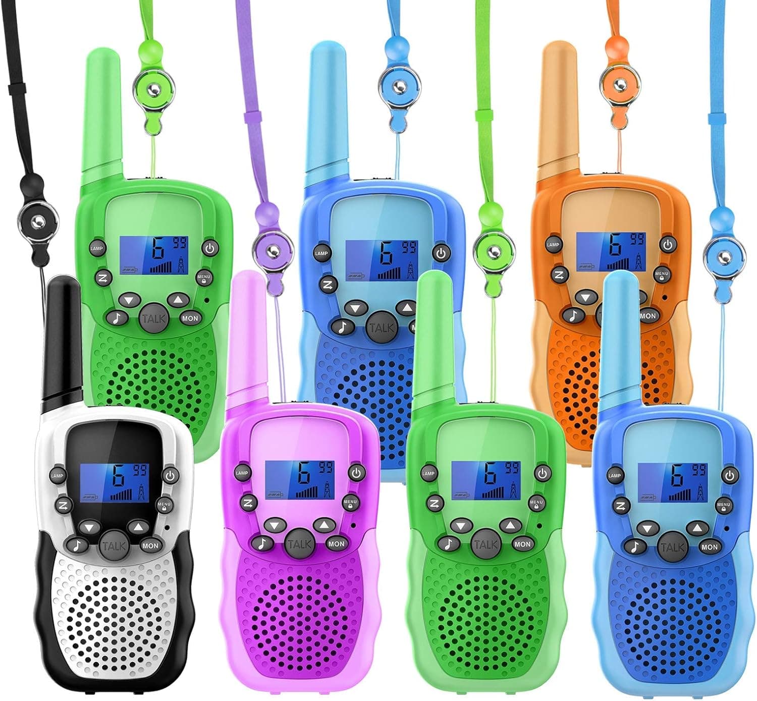 Wishouse Wearable Real Walkie Talkies for Kids Long Range 7 Pack, Family 2 Way Radio with Flashlight, Girls Boys Outdoor Camping Games Toys Halloween Cosplay Xmas Birthday Gift for Children