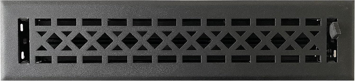 Empire Register Co, Vent Cover - 2x14 inch, Art & Craft Design, Textured Black Finish, Heavy Duty Floor Vent Covers, Metal Damper Attached. Vent Covers for Home Floor only.