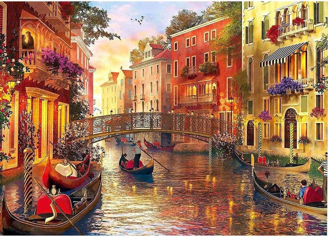 Jigsaw Puzzle 1000 Pieces Puzzle for Kids and Adults Size 23 * 19 * 6 cm,Map Theme Educational,Entertaining Puzzle Game (Venice Water City Puzzle)