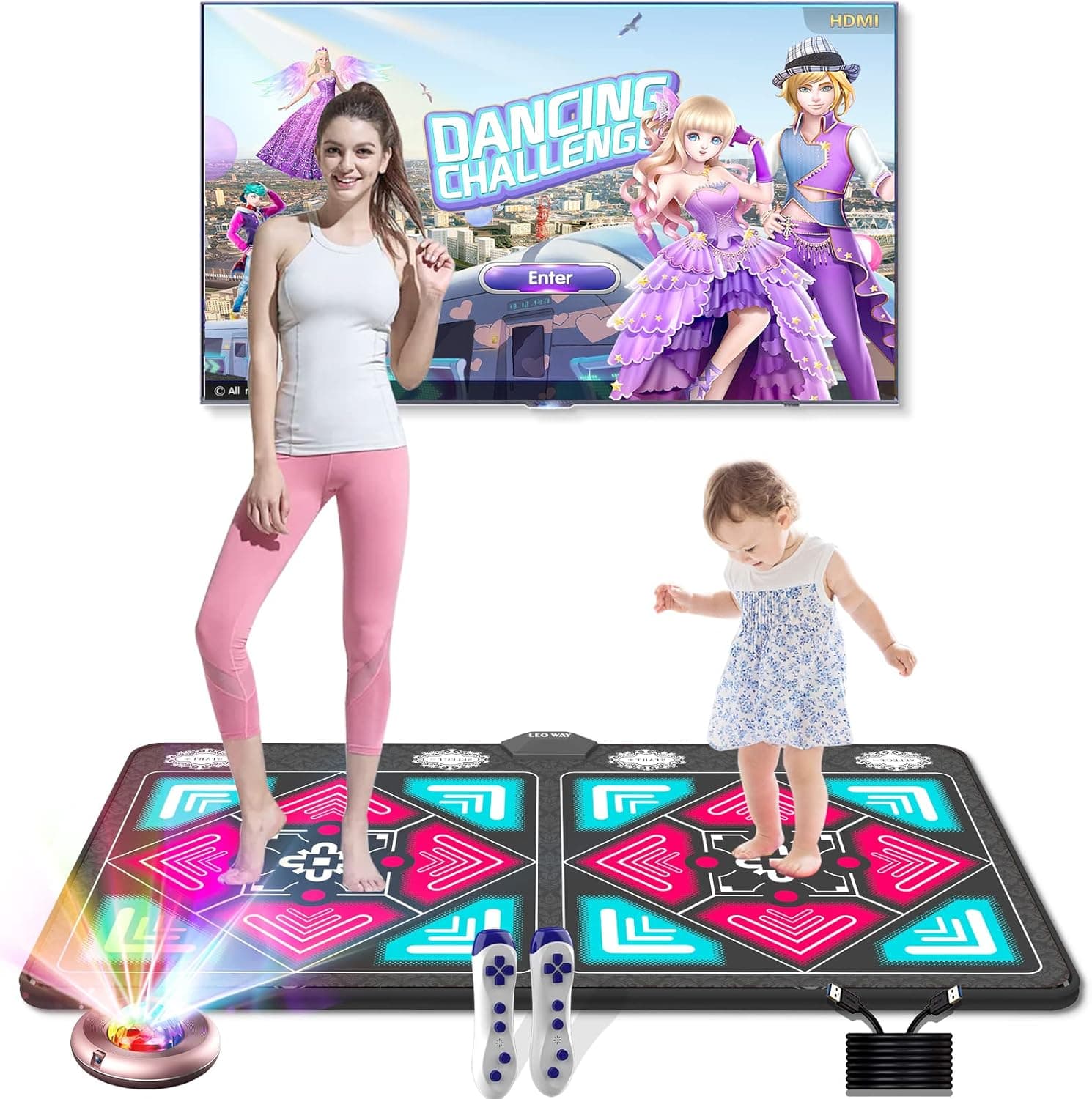 Dance Mat for Kids and Adults: HDMI Wireless Musical Electronic Dance Mat with HD Camera,Double Dance Mat Game for TV,Exercise Fitness Non-Slip Dance Step Pad Yoga Mat,Dancing Game Gift for Girls Boys